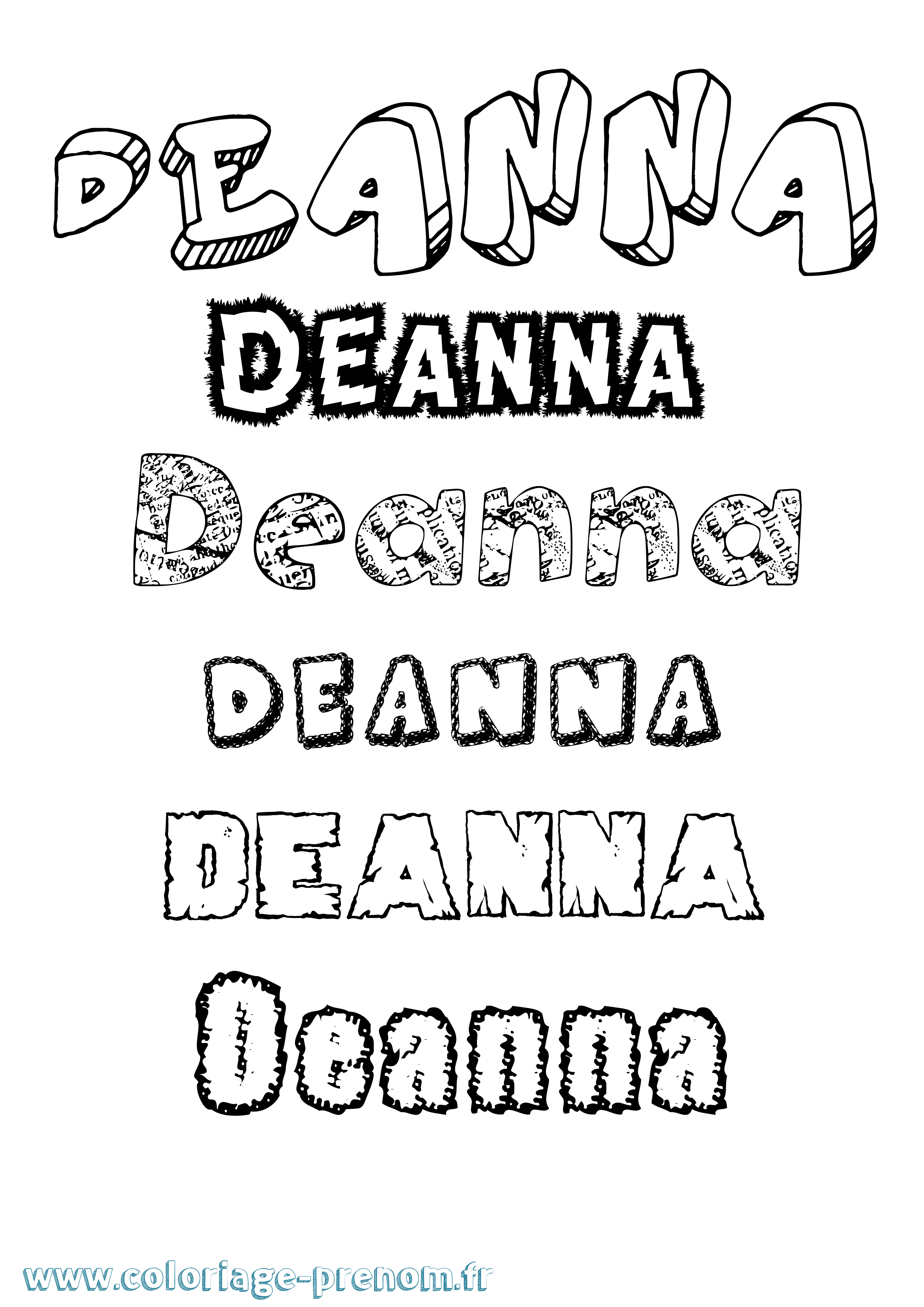 Coloriage Deanna Destructuré Coloriage prénom Deanna Destructuré