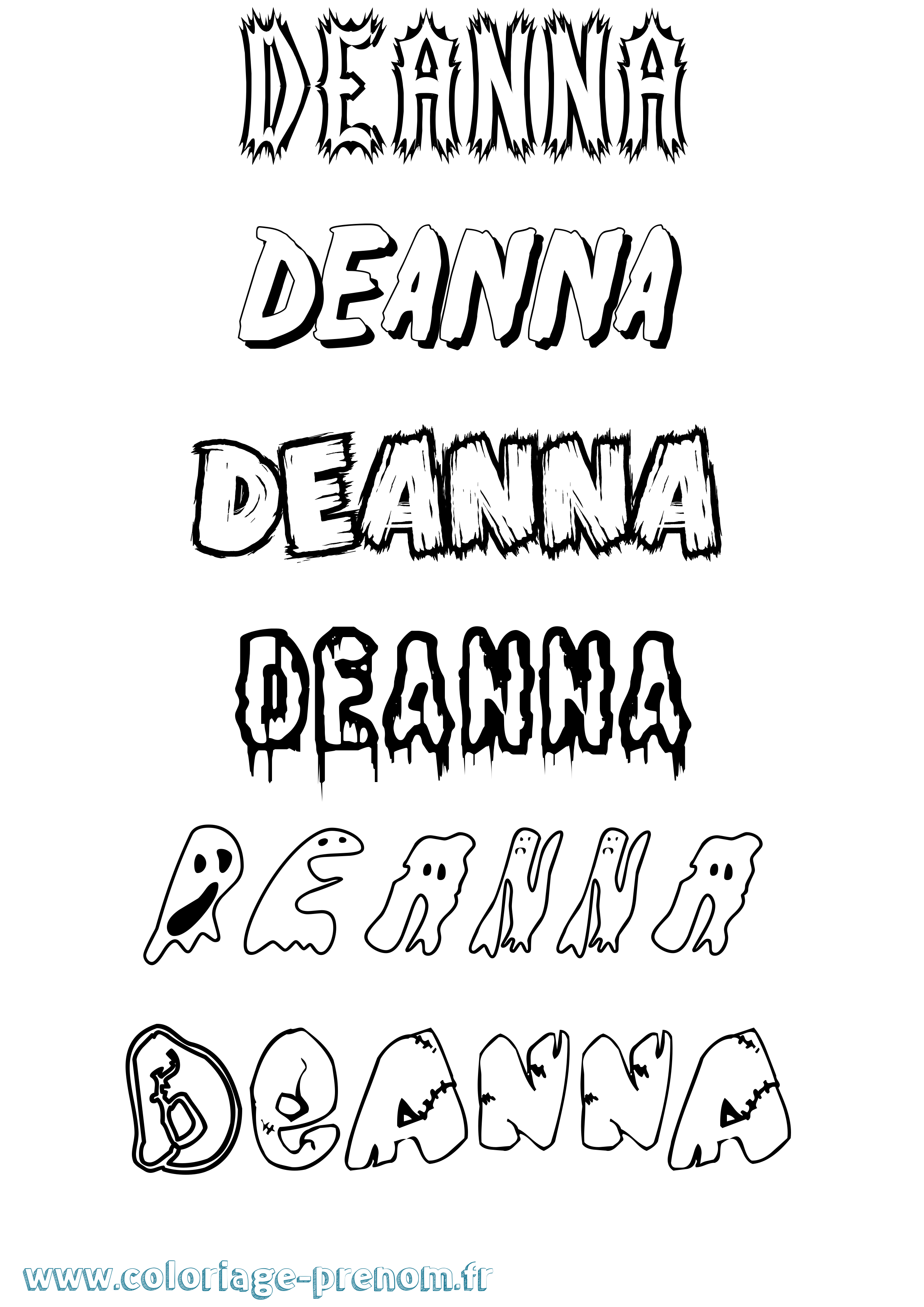 Coloriage Deanna Frisson Coloriage prénom Deanna Frisson