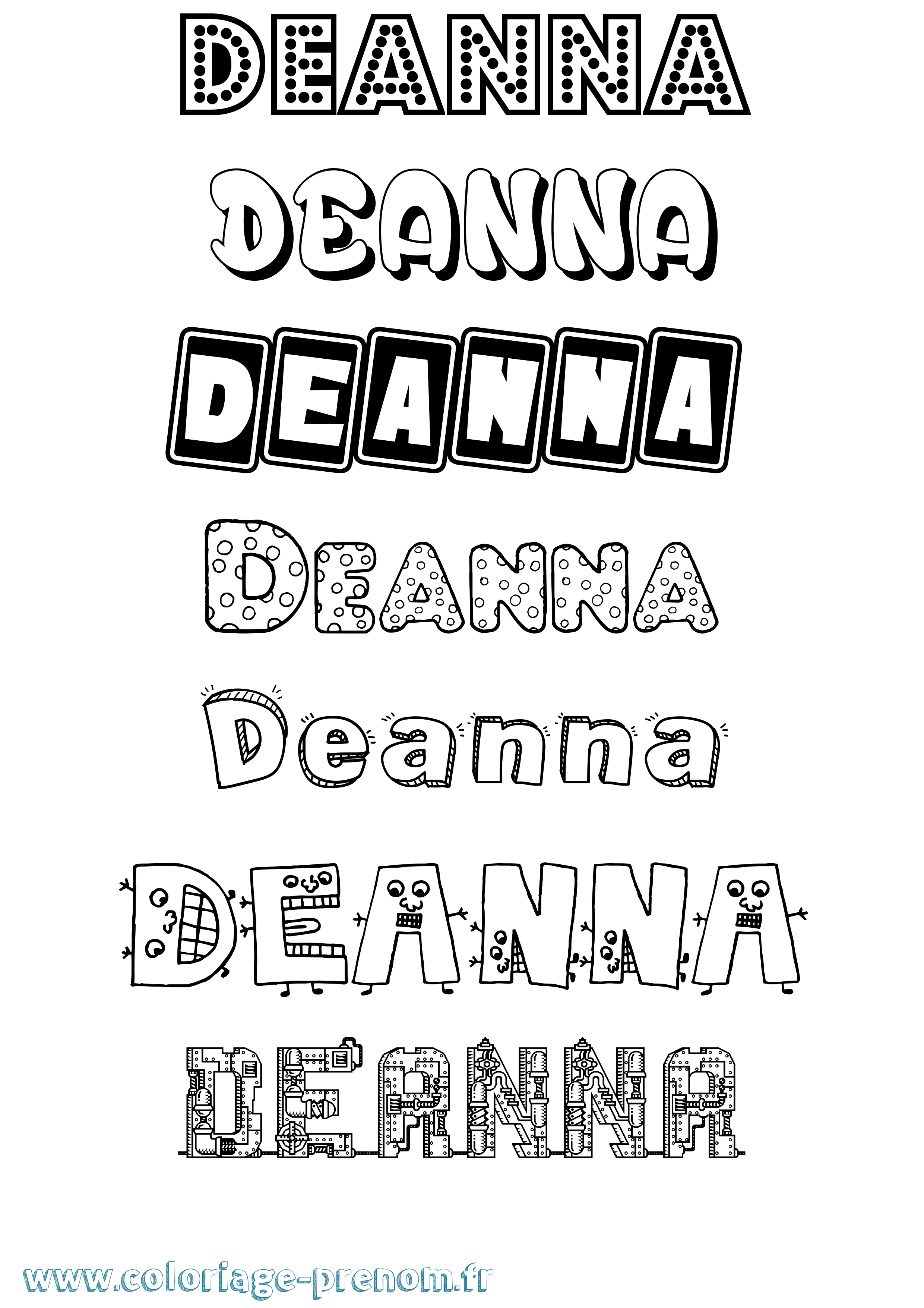 Coloriage Deanna Fun Coloriage prénom Deanna Fun