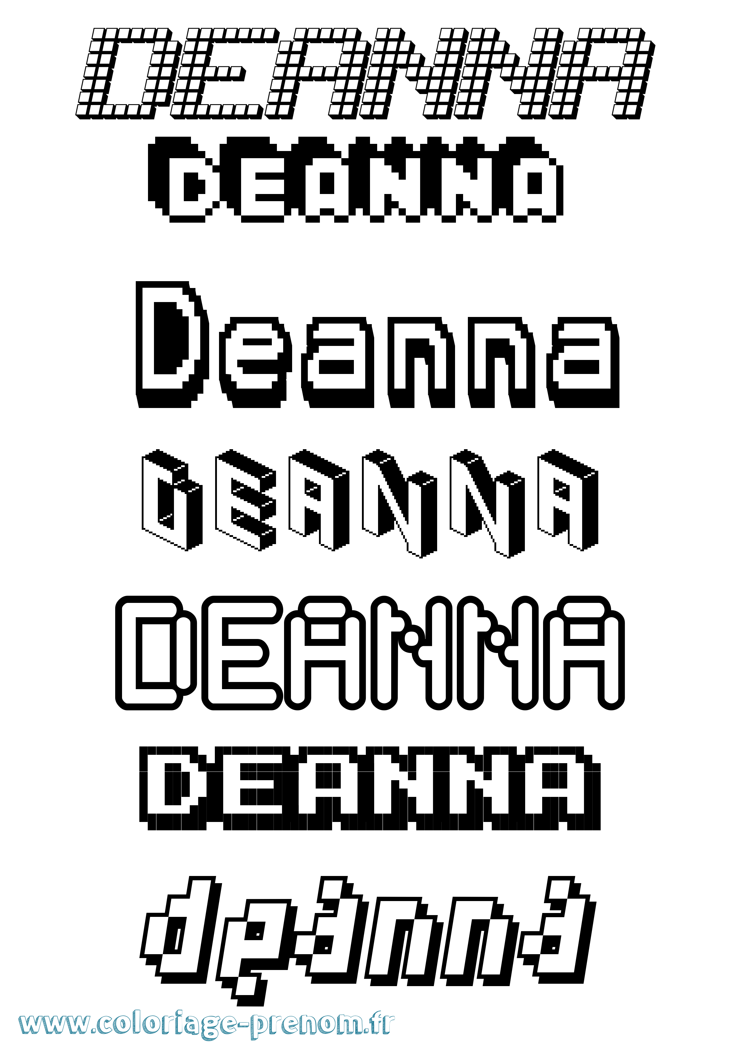 Coloriage Deanna Pixel Coloriage prénom Deanna Pixel