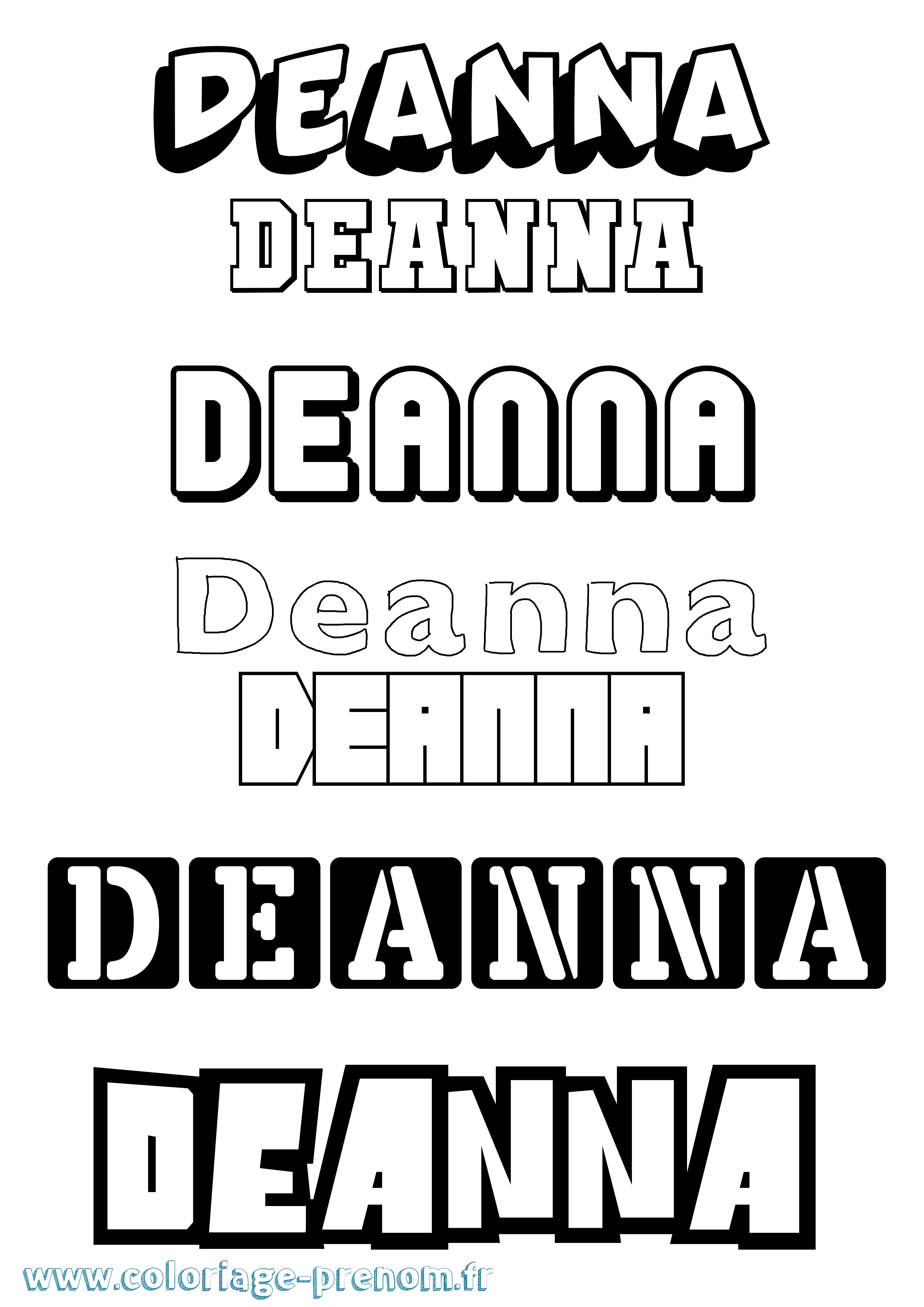 Coloriage Deanna Simple Coloriage prénom Deanna Simple