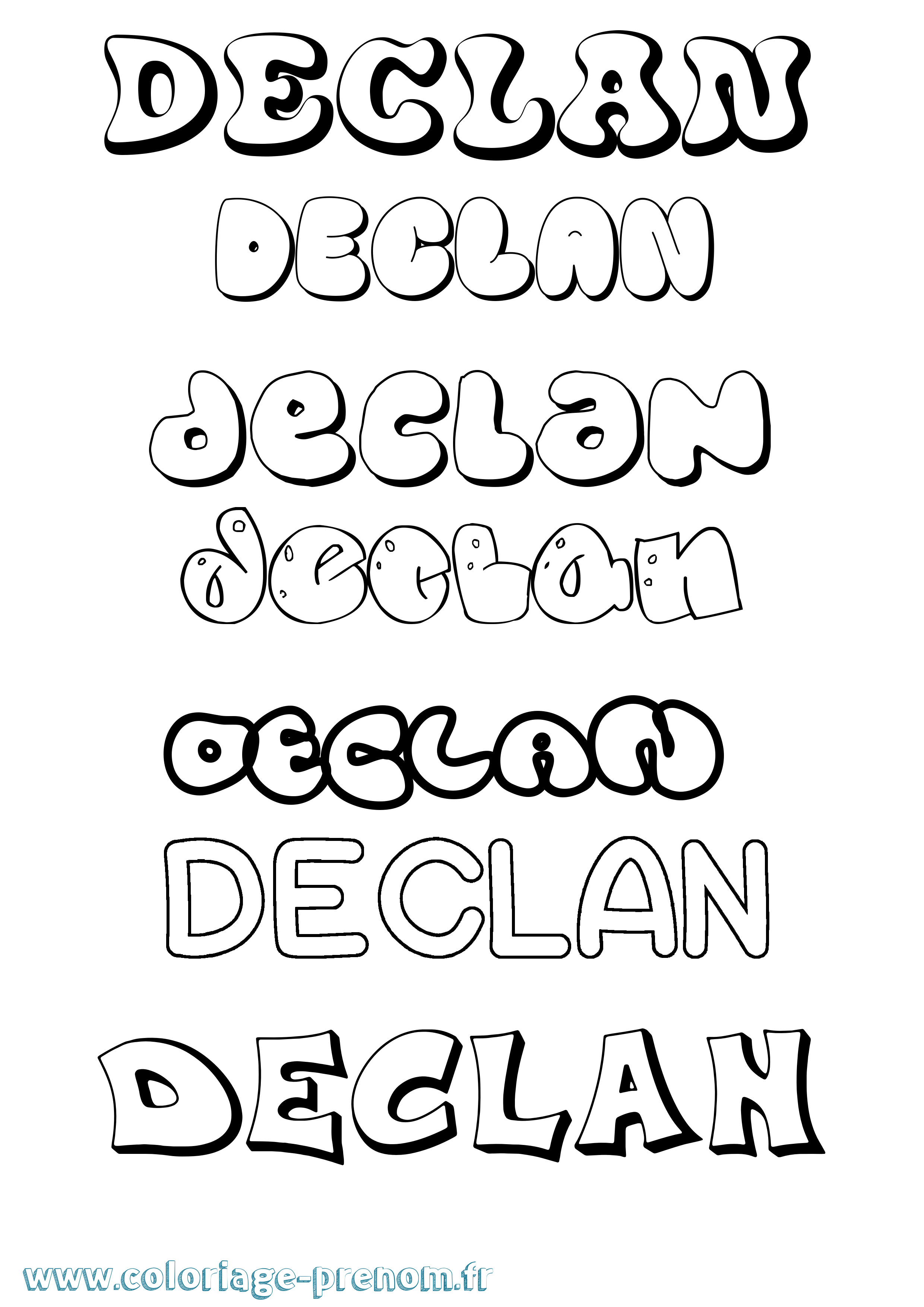 Coloriage Declan Bubble Coloriage prénom Declan Bubble