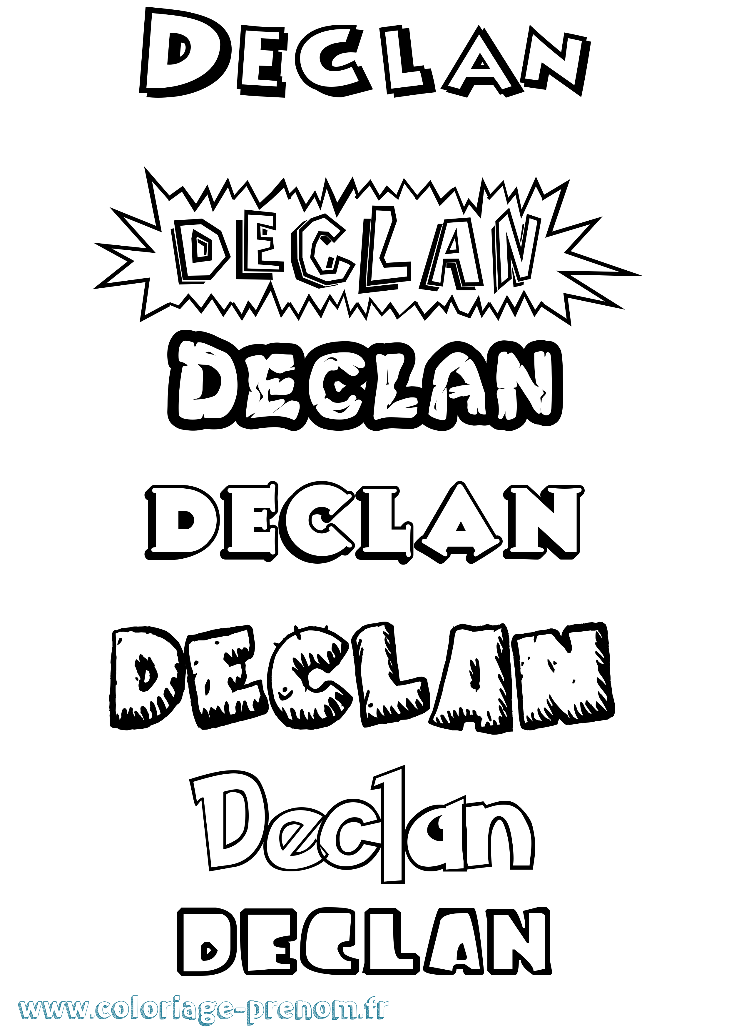 Coloriage Declan Dessin Animé Coloriage prénom Declan Dessin Animé