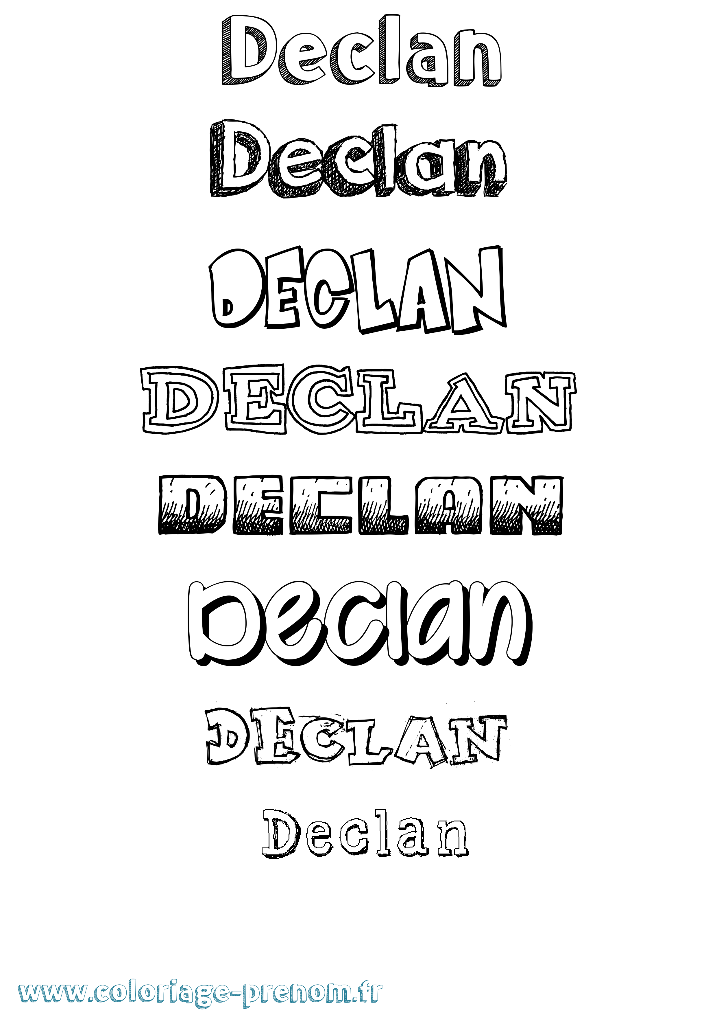 Coloriage Declan Dessiné Coloriage prénom Declan Dessiné