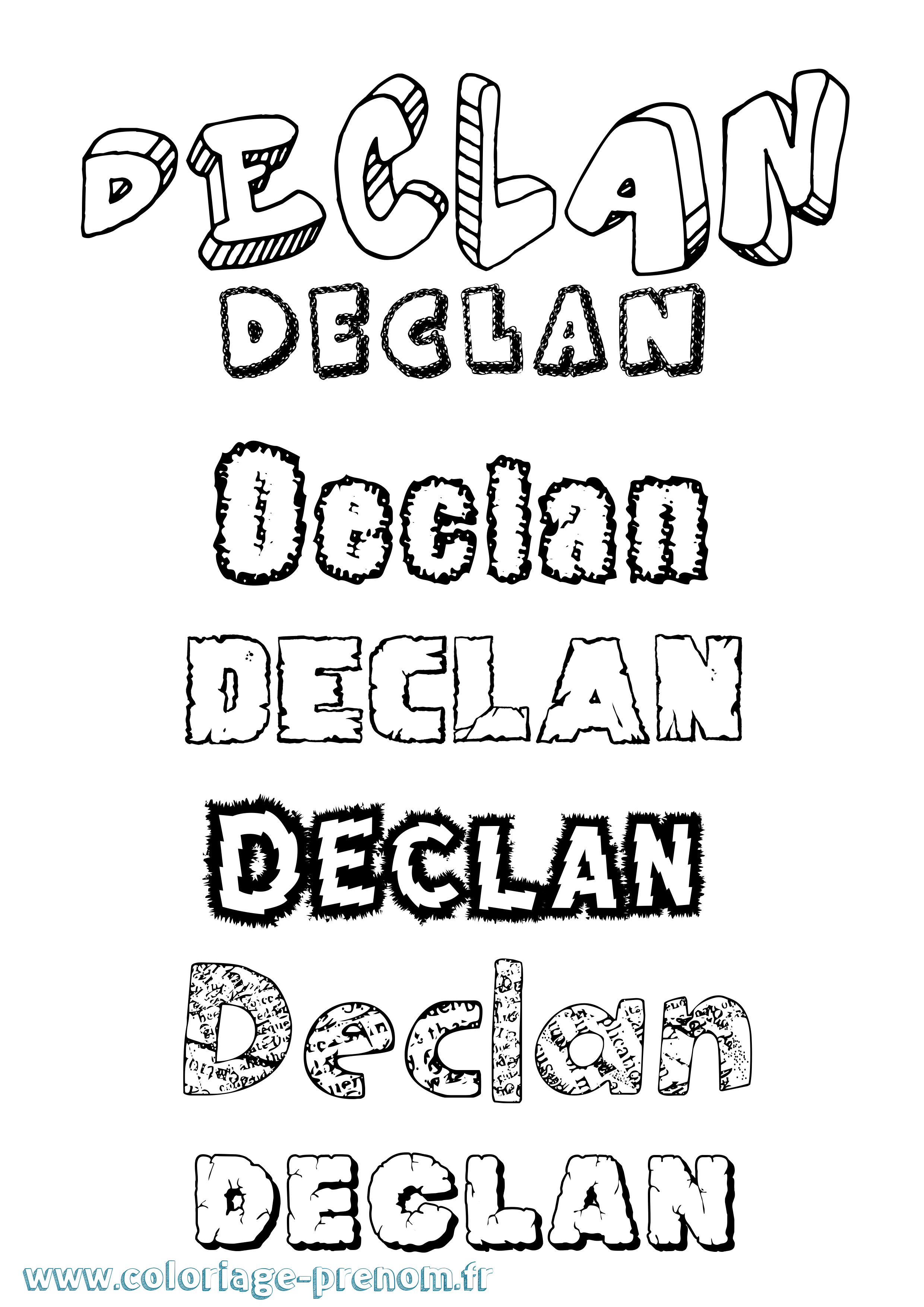 Coloriage Declan Destructuré Coloriage prénom Declan Destructuré