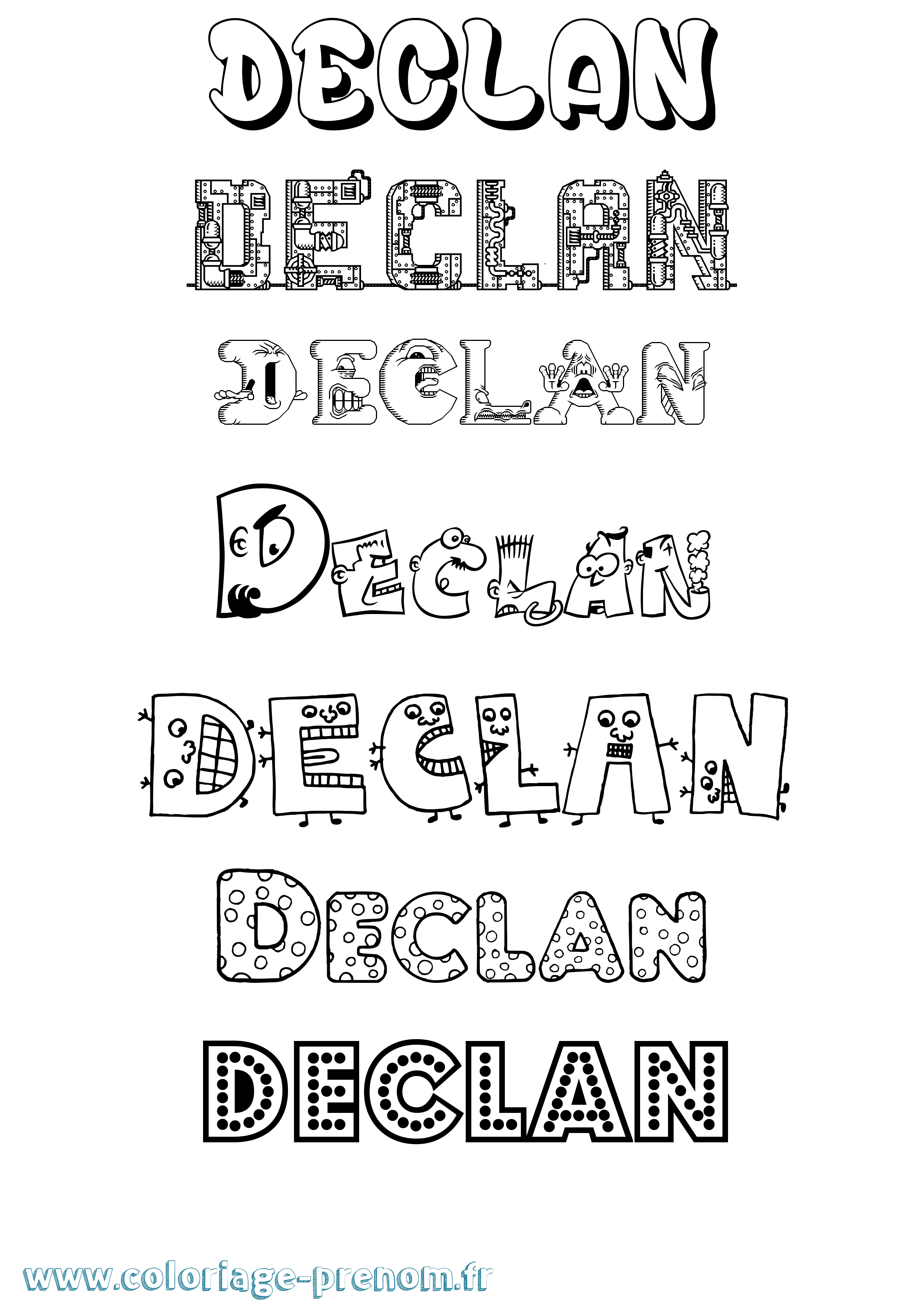 Coloriage Declan Fun Coloriage prénom Declan Fun