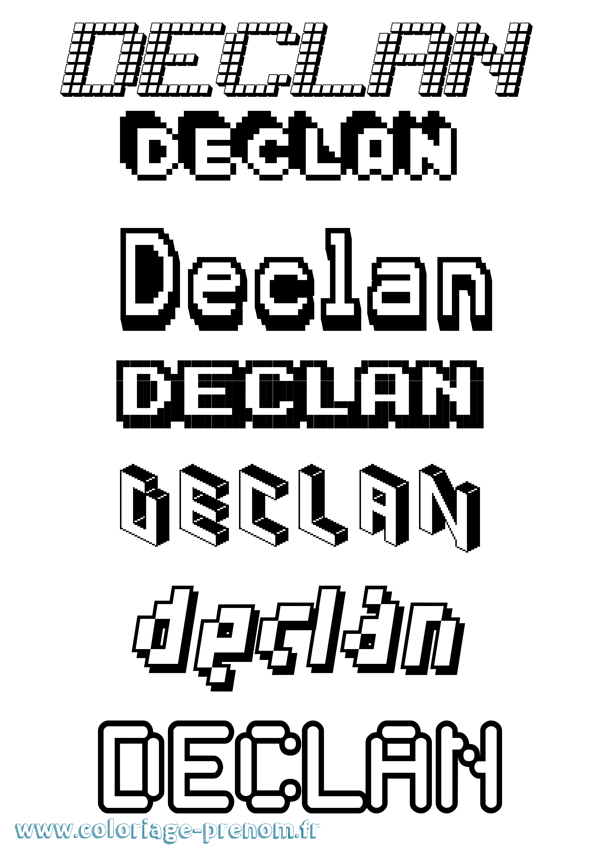 Coloriage Declan Pixel Coloriage prénom Declan Pixel