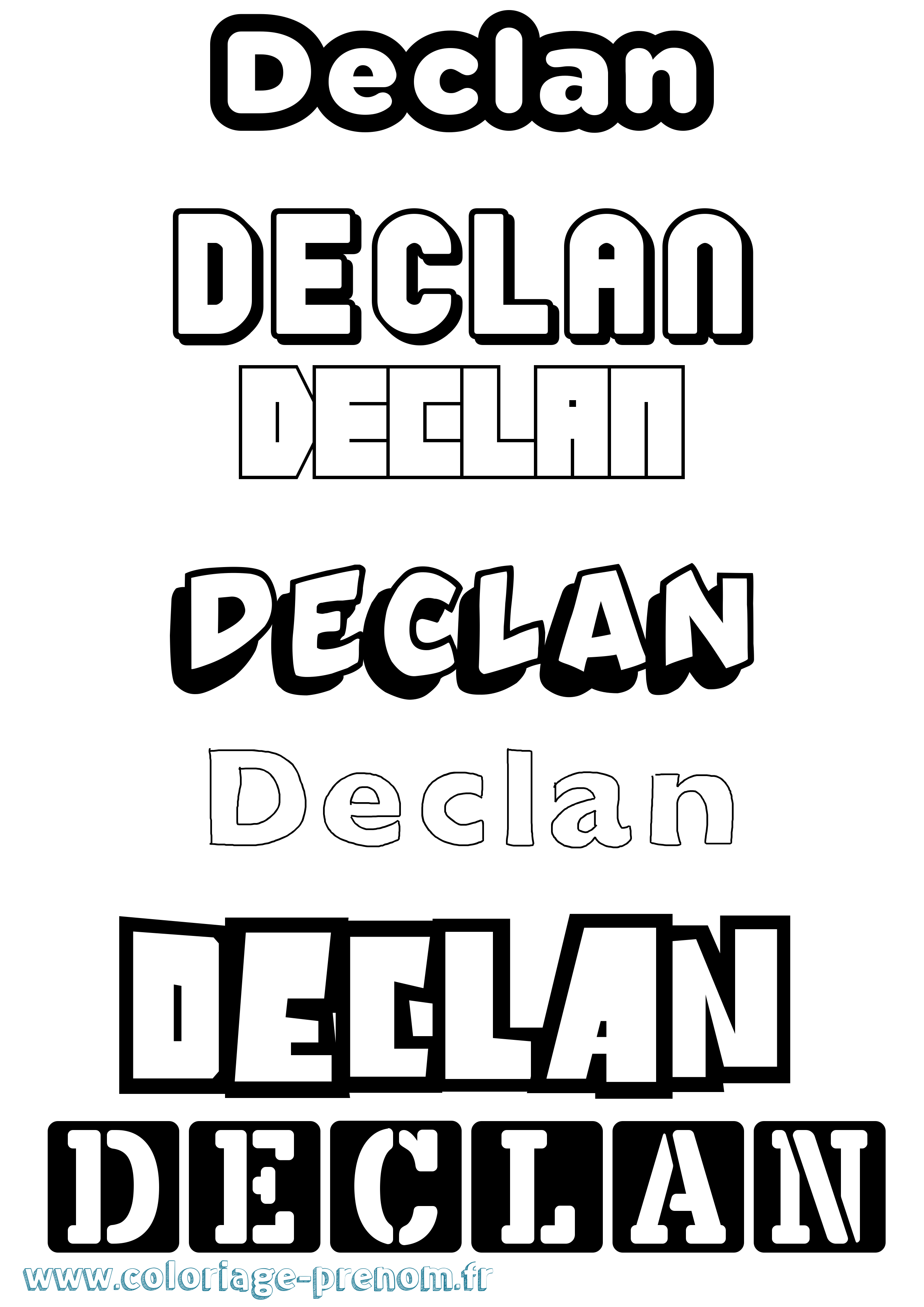 Coloriage Declan Simple Coloriage prénom Declan Simple