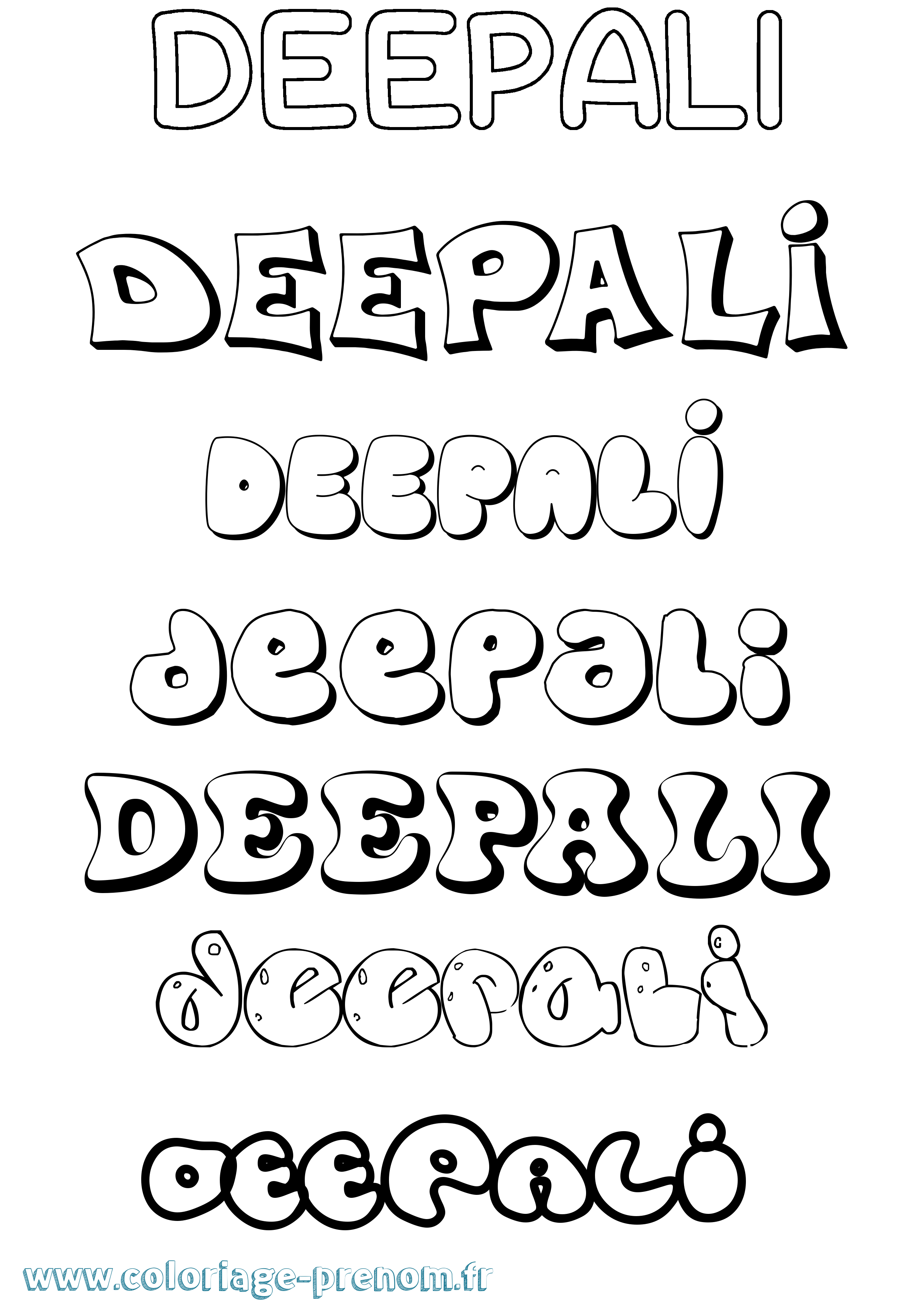 Coloriage Deepali Bubble Coloriage prénom Deepali Bubble