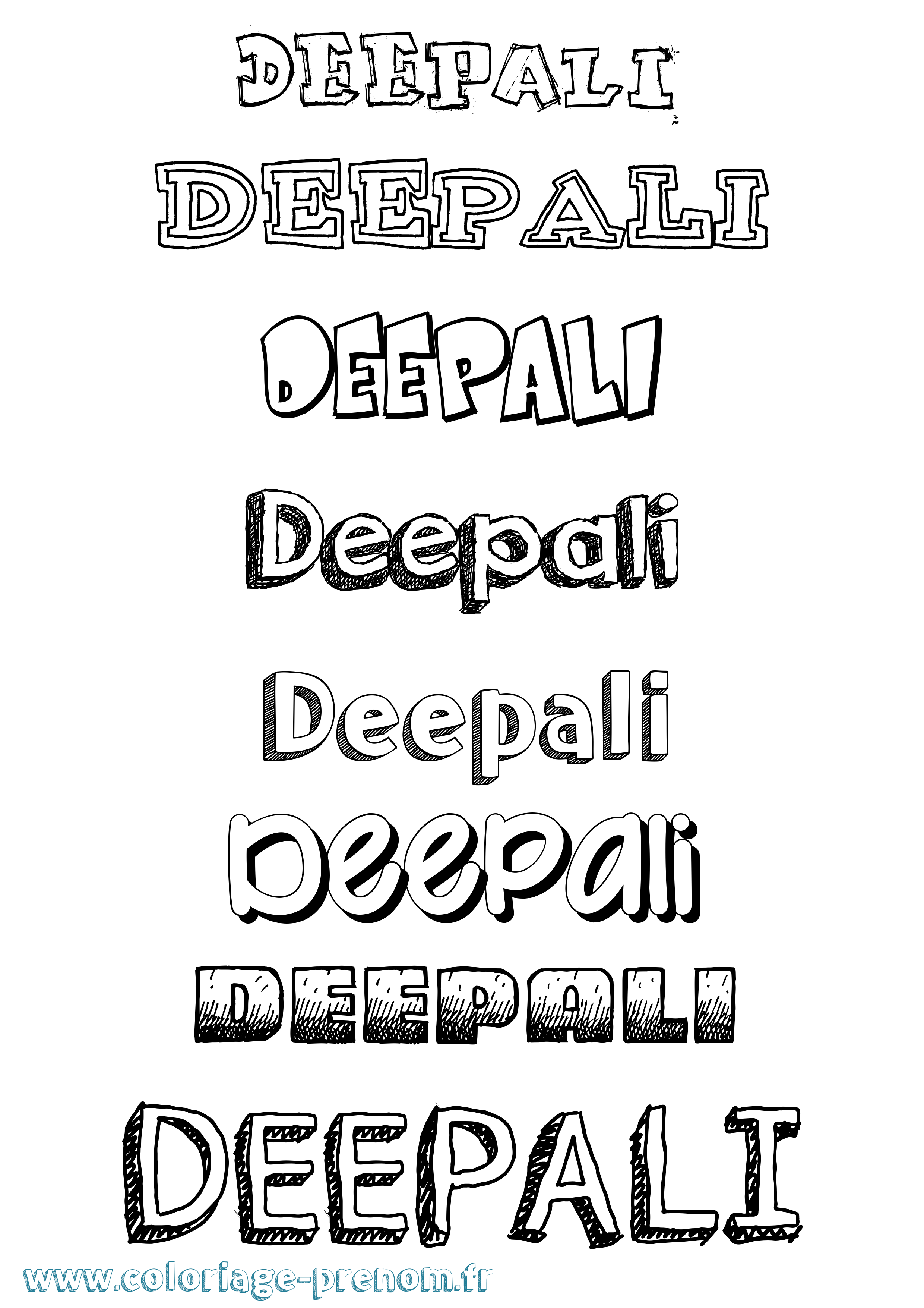 Coloriage Deepali Dessiné Coloriage prénom Deepali Dessiné