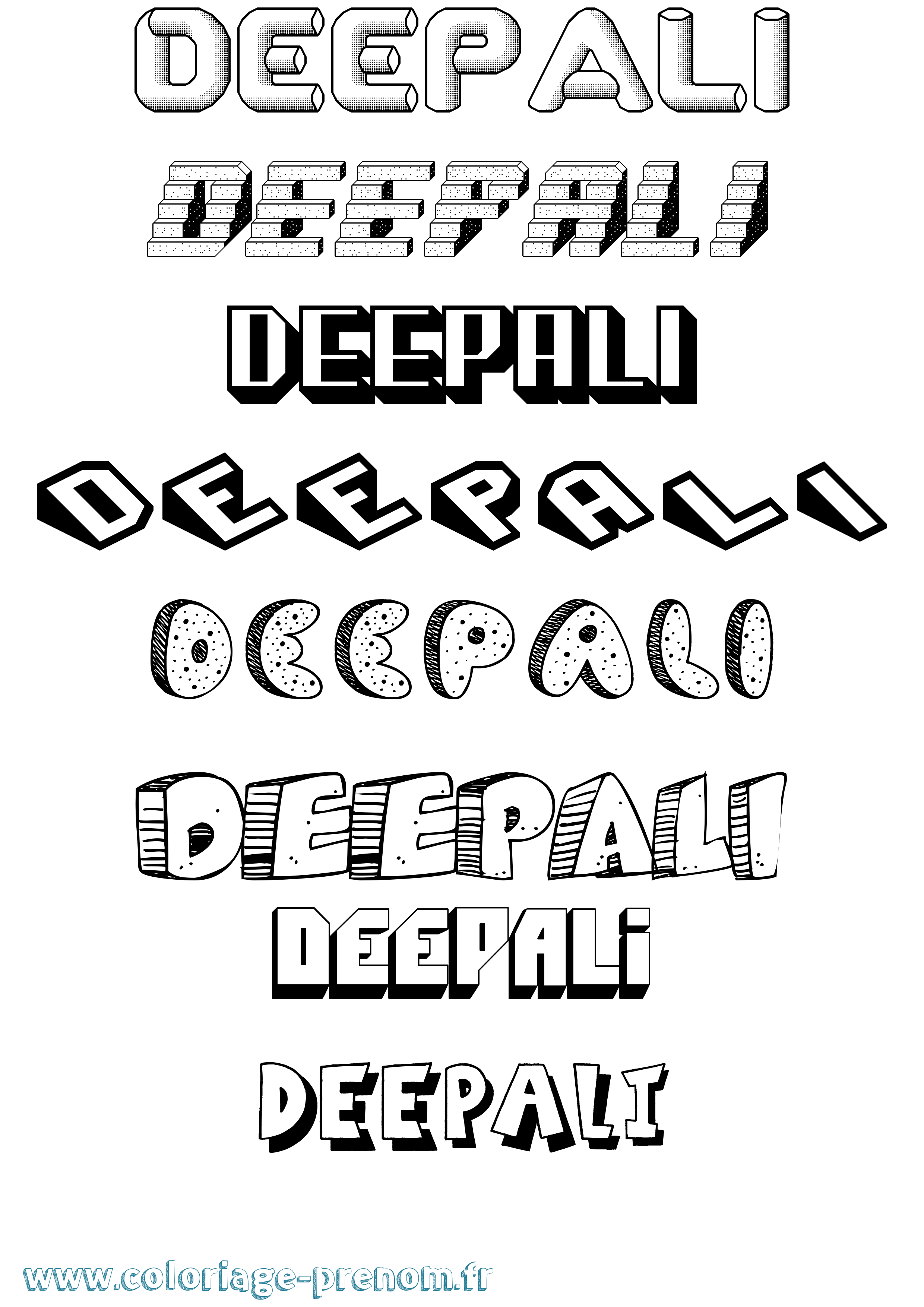 Coloriage Deepali Effet 3D Coloriage prénom Deepali Effet 3D
