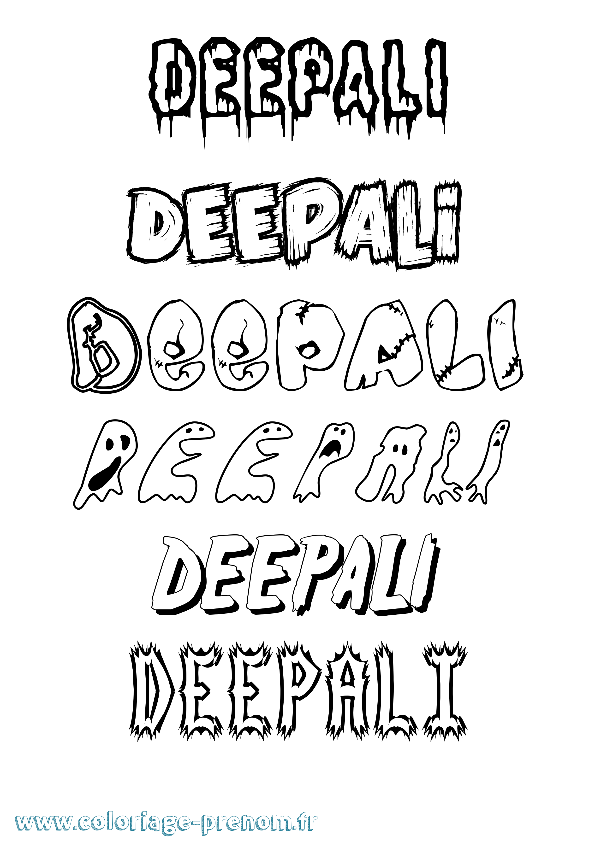 Coloriage Deepali Frisson Coloriage prénom Deepali Frisson