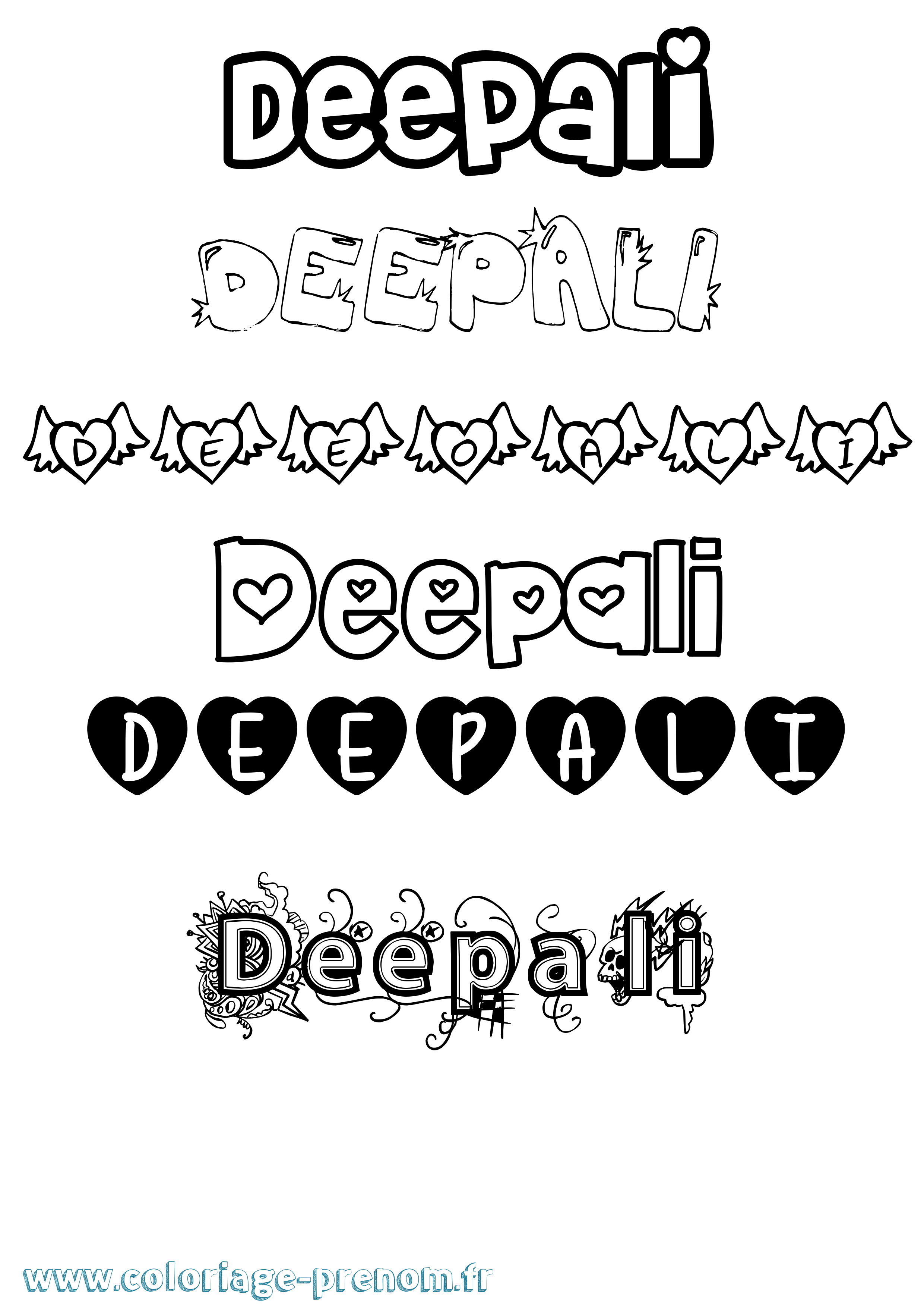 Coloriage Deepali Girly Coloriage prénom Deepali Girly