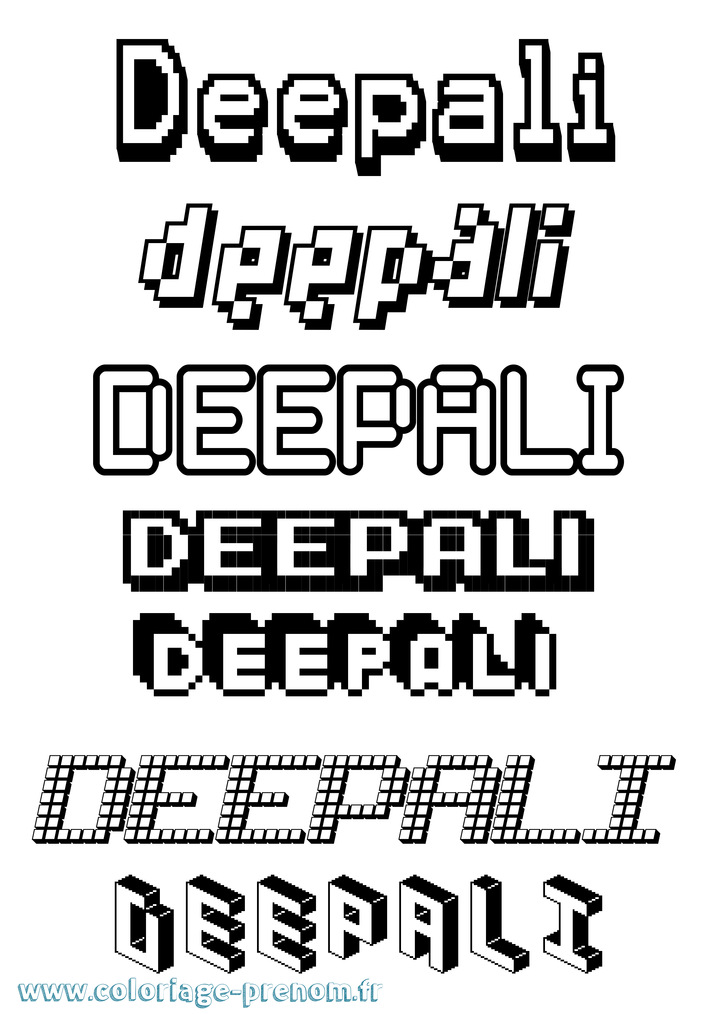 Coloriage Deepali Pixel Coloriage prénom Deepali Pixel
