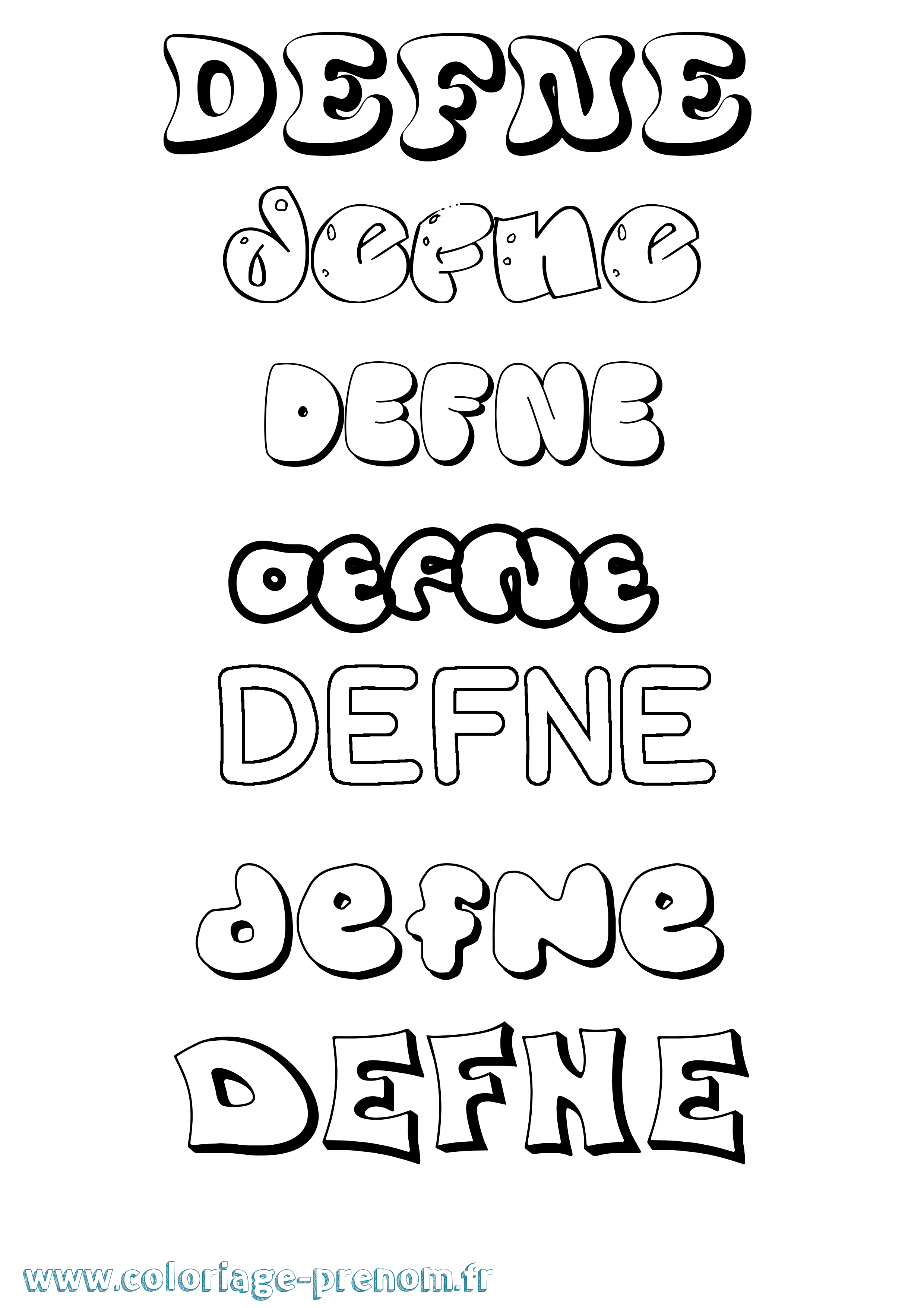 Coloriage Defne Bubble Coloriage prénom Defne Bubble
