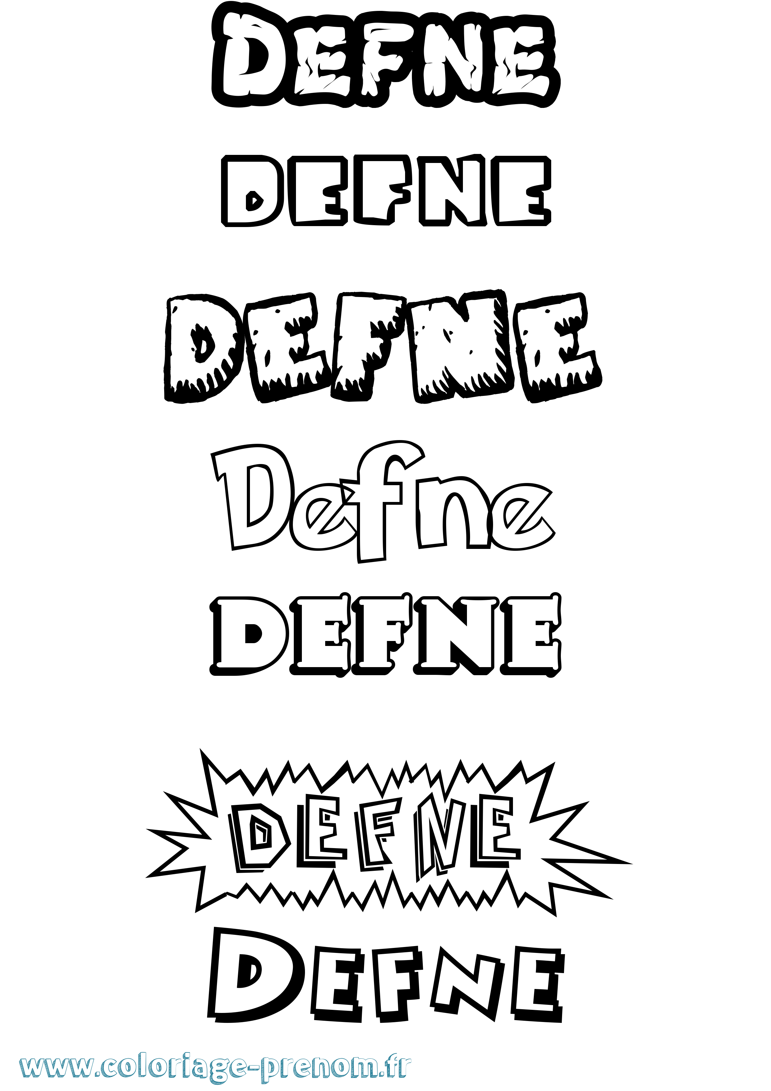 Coloriage Defne Dessin Animé Coloriage prénom Defne Dessin Animé