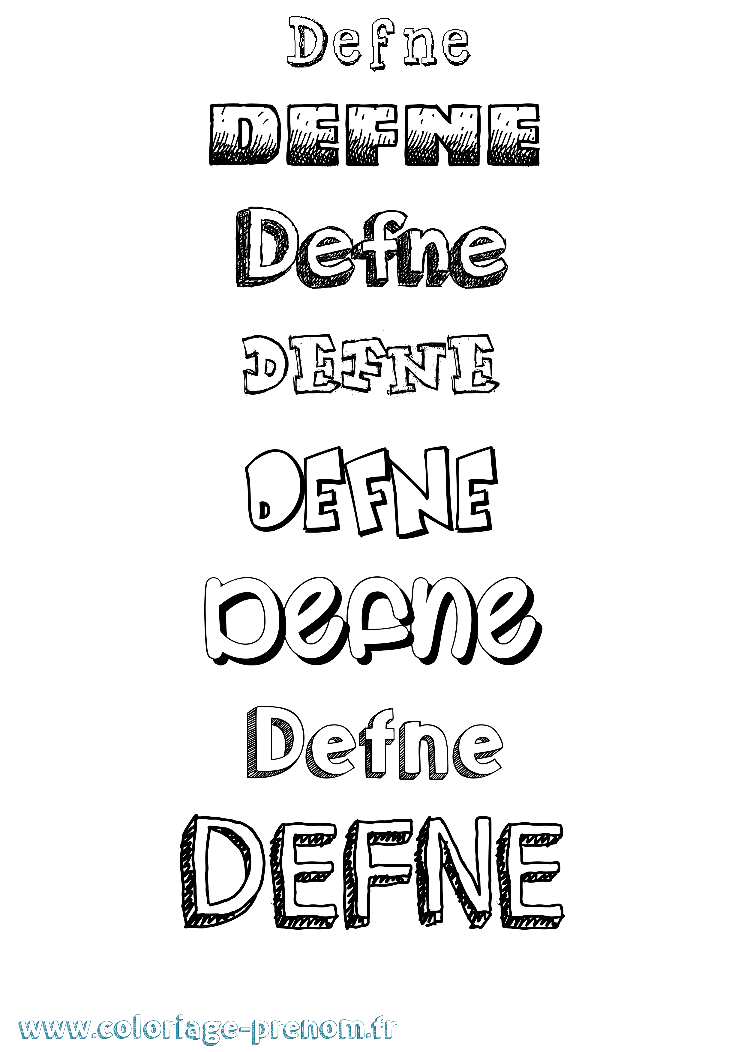 Coloriage Defne Dessiné Coloriage prénom Defne Dessiné