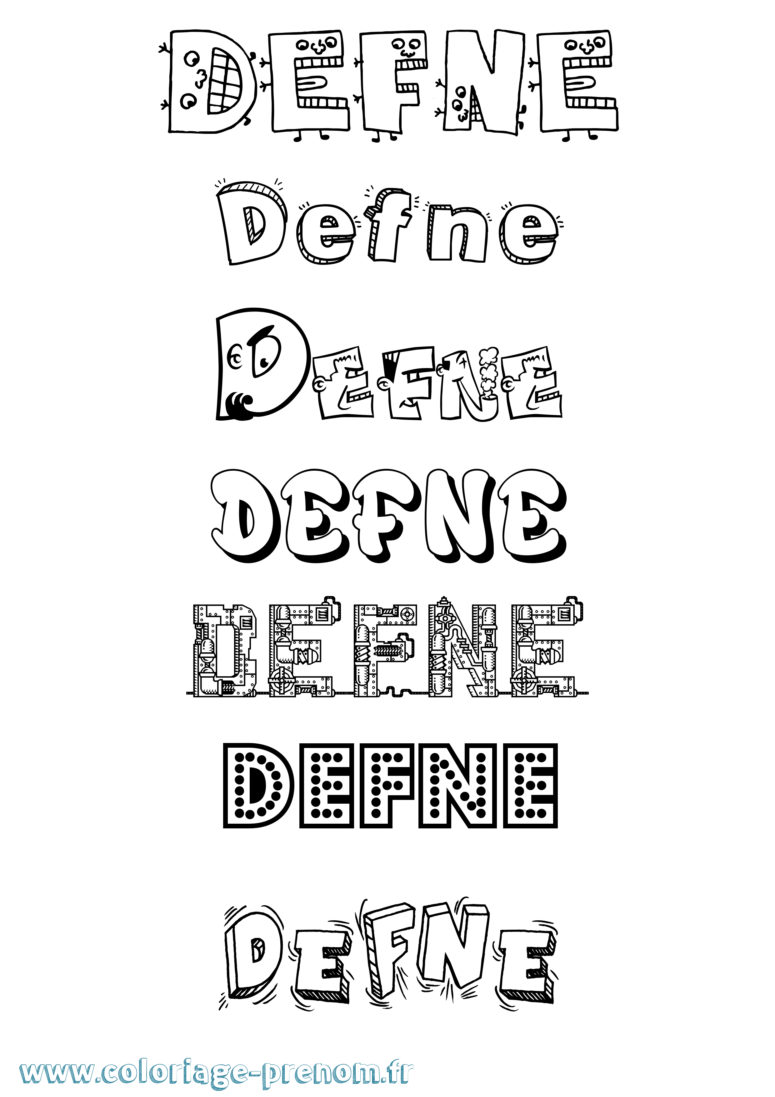 Coloriage Defne Fun Coloriage prénom Defne Fun