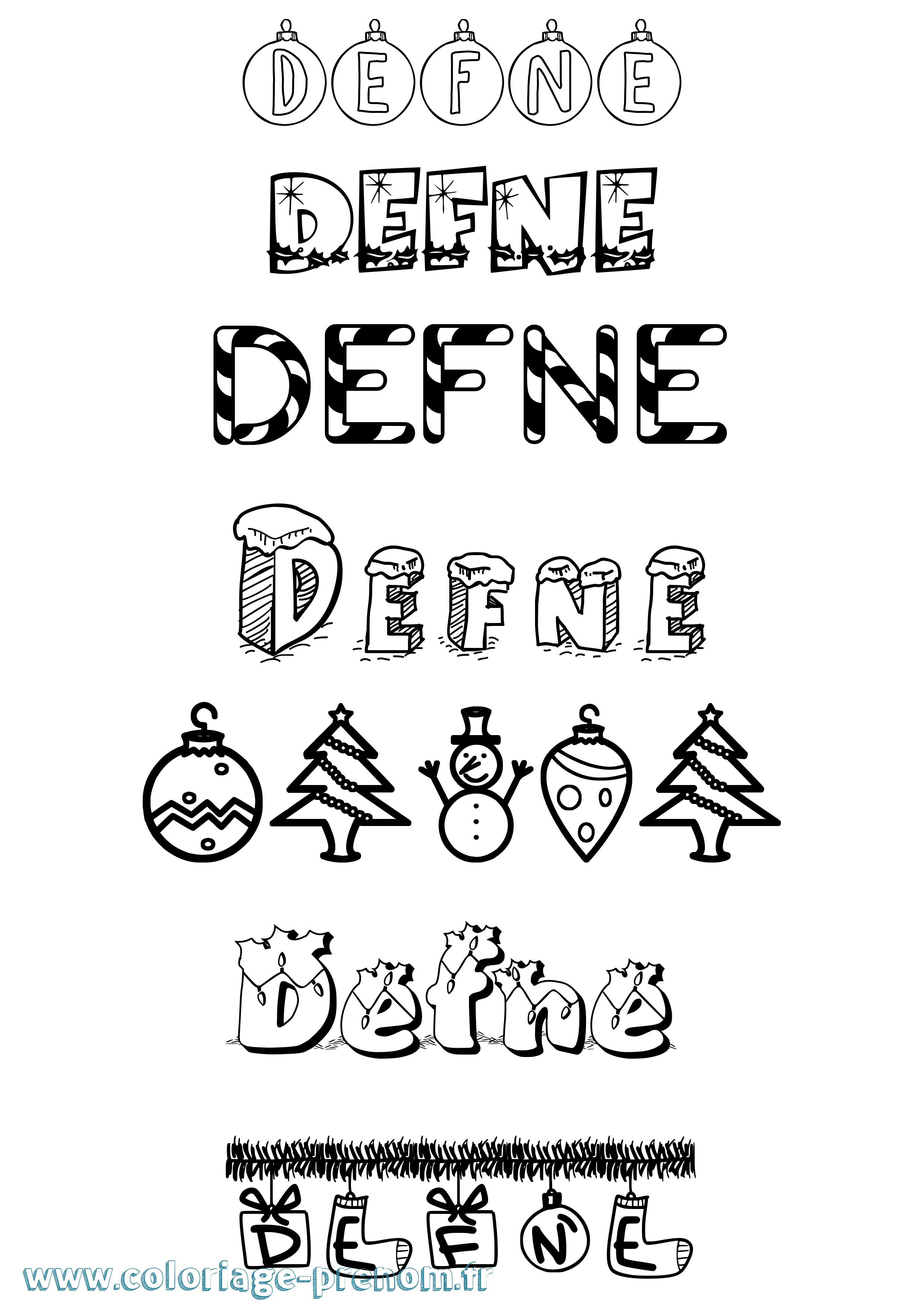 Coloriage Defne Noël Coloriage prénom Defne Noël
