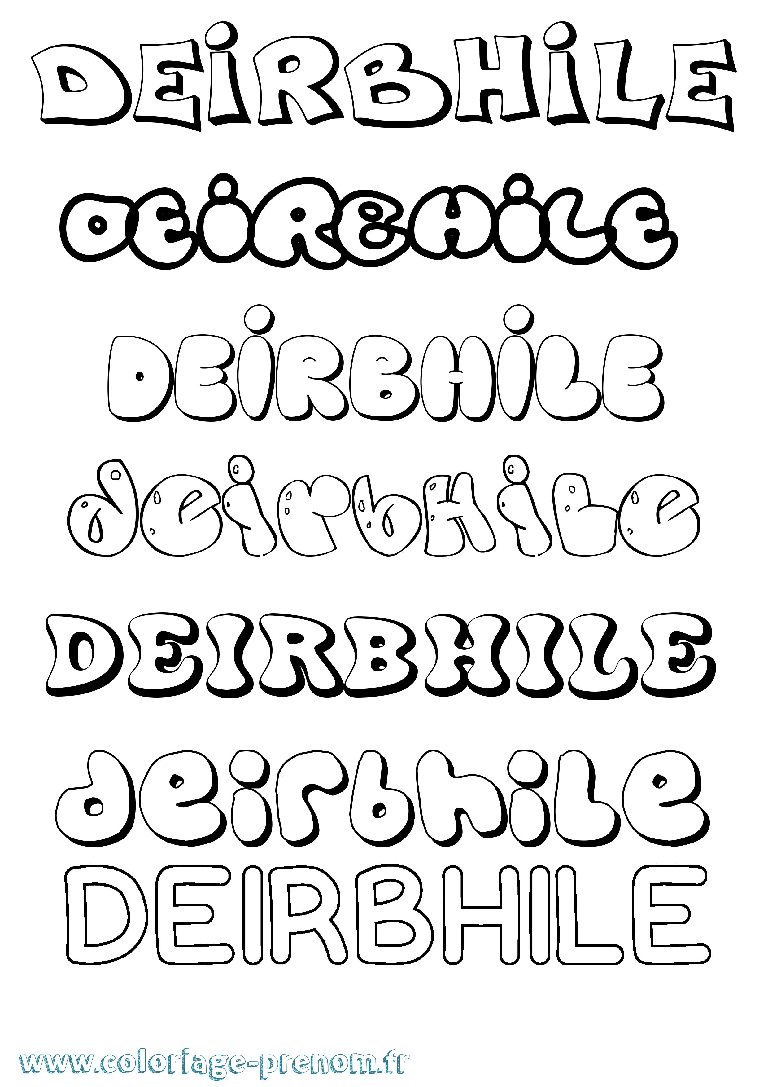 Coloriage Deirbhile Bubble Coloriage prénom Deirbhile Bubble