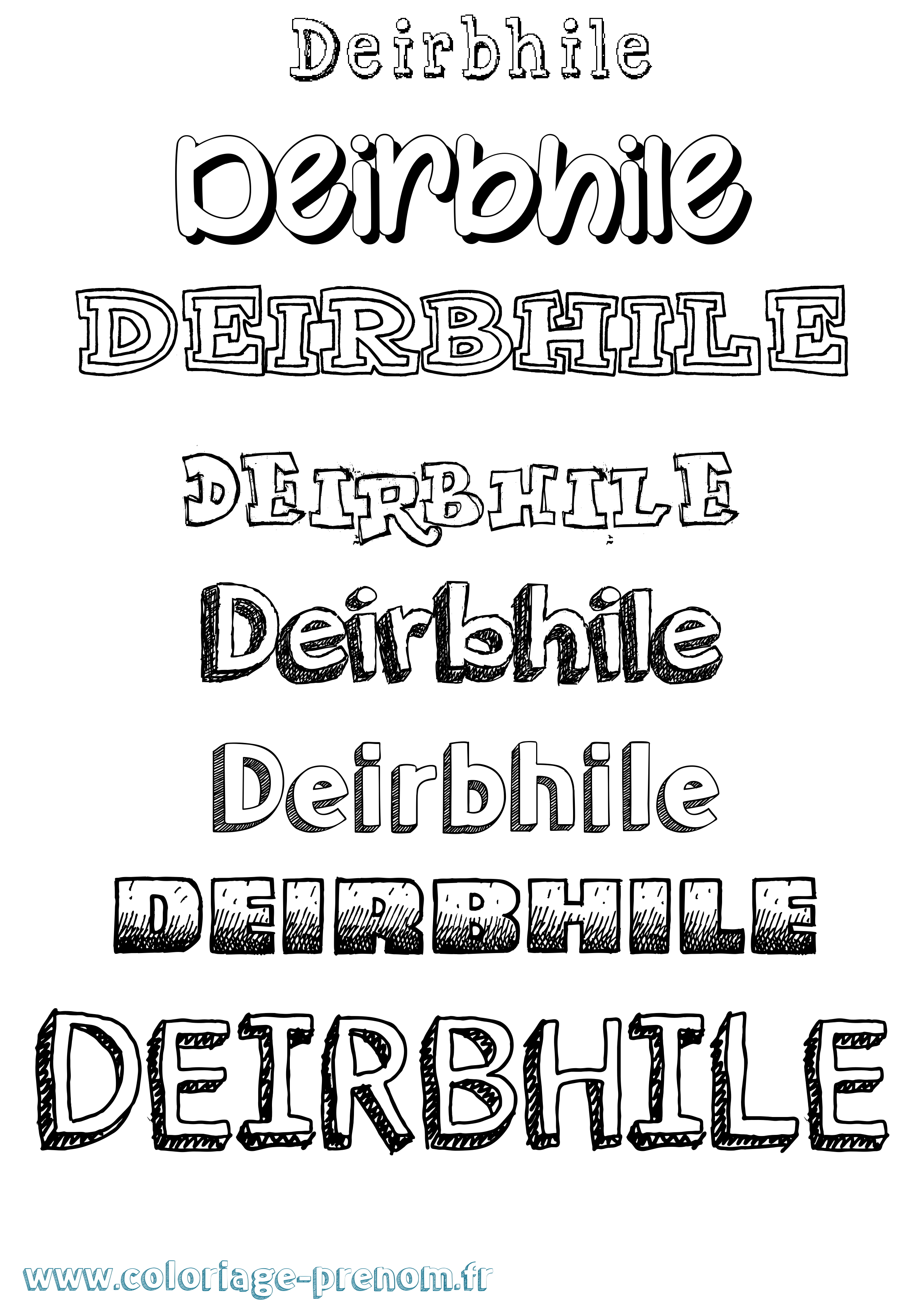 Coloriage Deirbhile Dessiné Coloriage prénom Deirbhile Dessiné