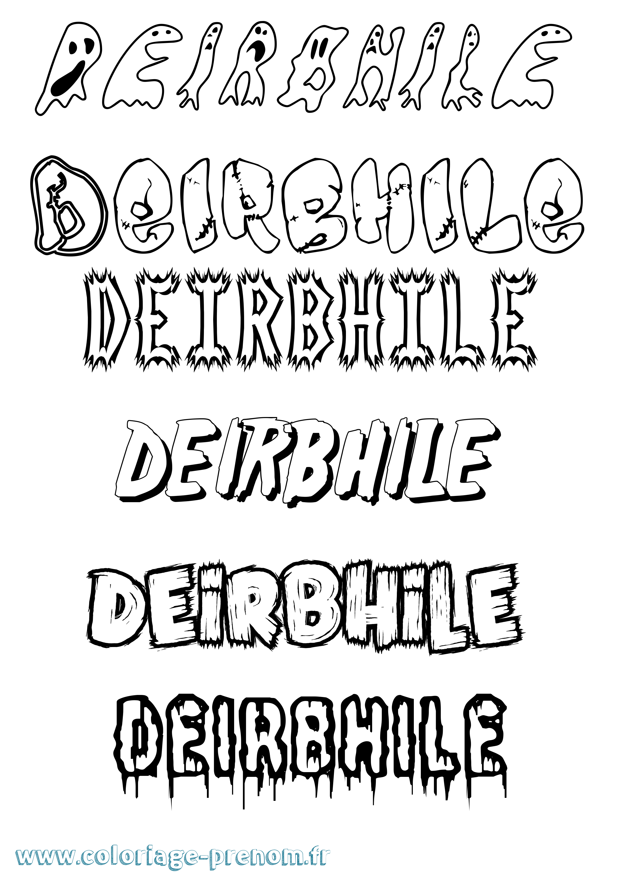 Coloriage Deirbhile Frisson Coloriage prénom Deirbhile Frisson