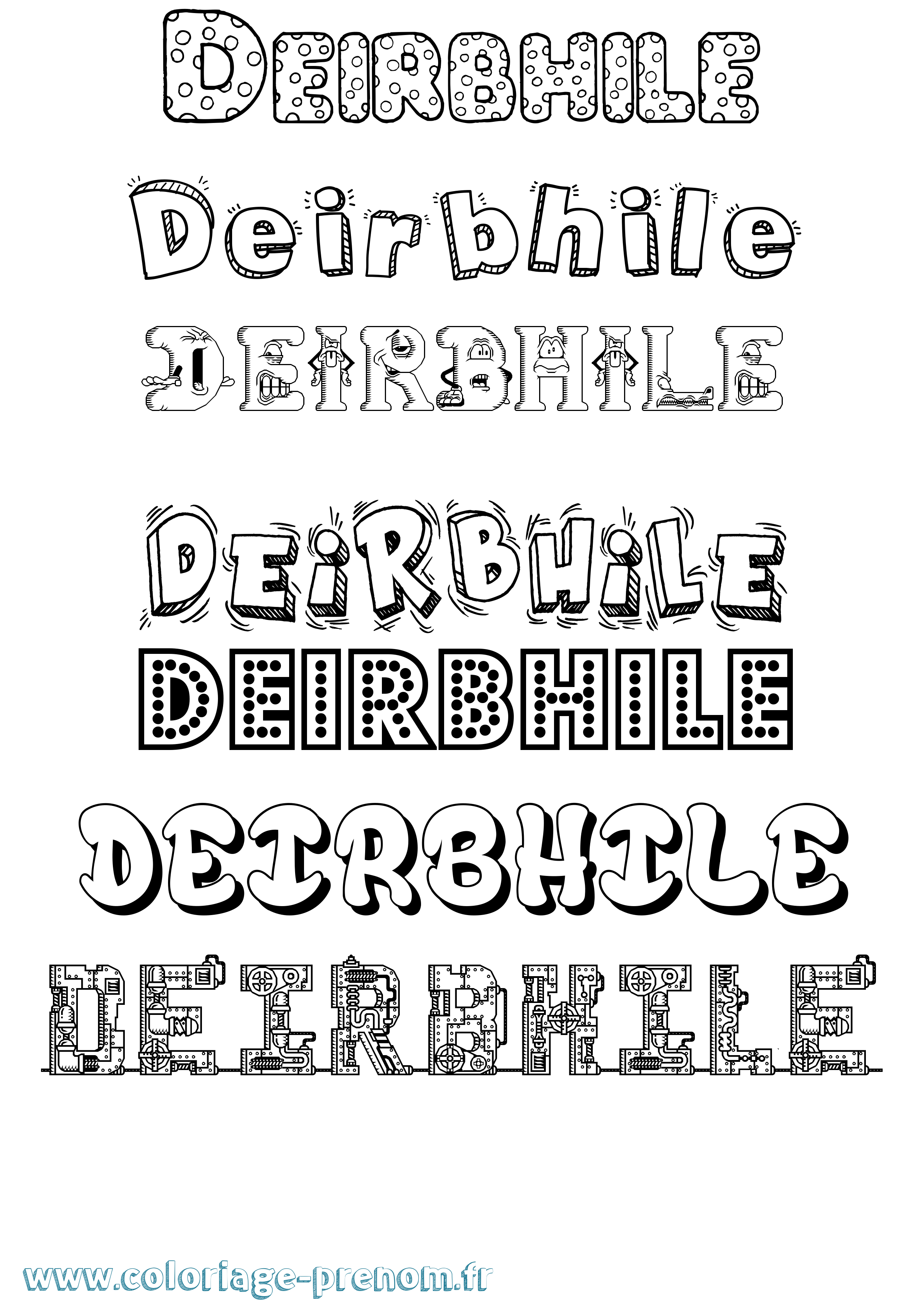 Coloriage Deirbhile Fun Coloriage prénom Deirbhile Fun