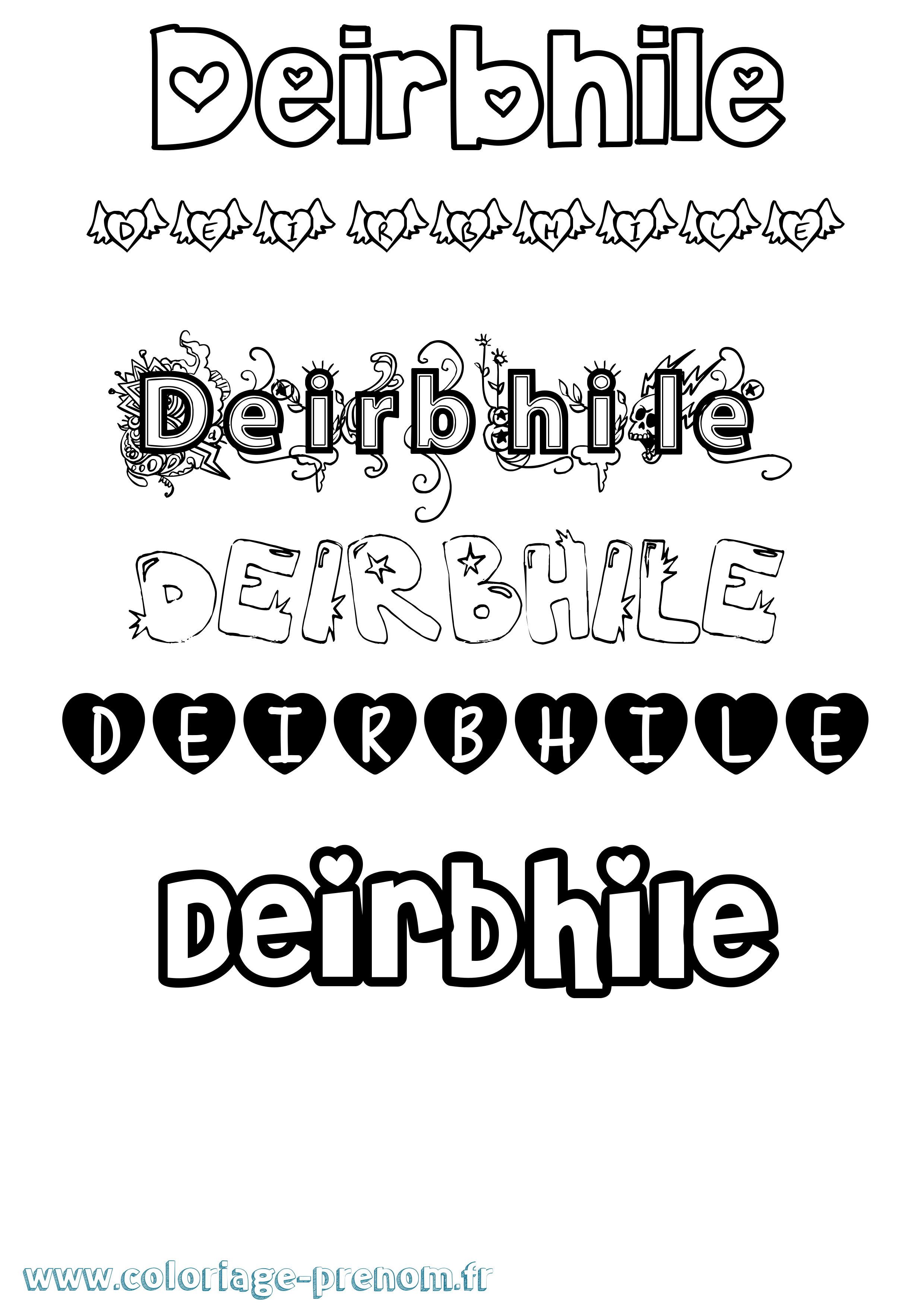 Coloriage Deirbhile Girly Coloriage prénom Deirbhile Girly