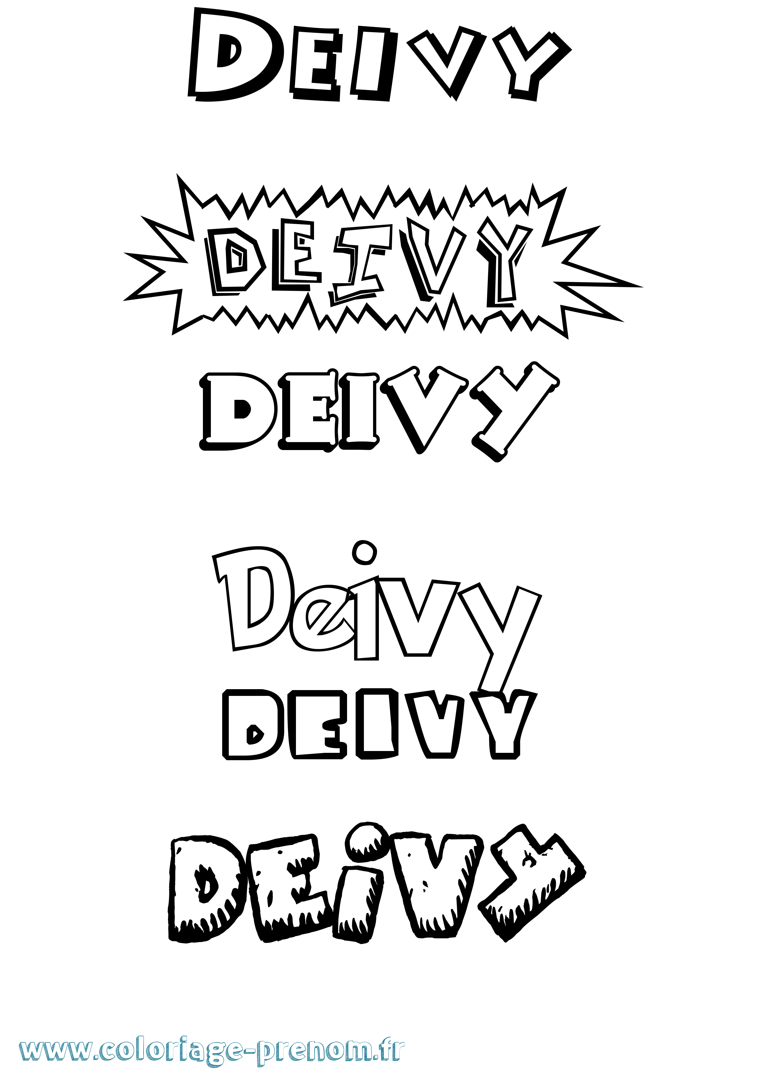Coloriage Deivy Dessin Animé Coloriage prénom Deivy Dessin Animé
