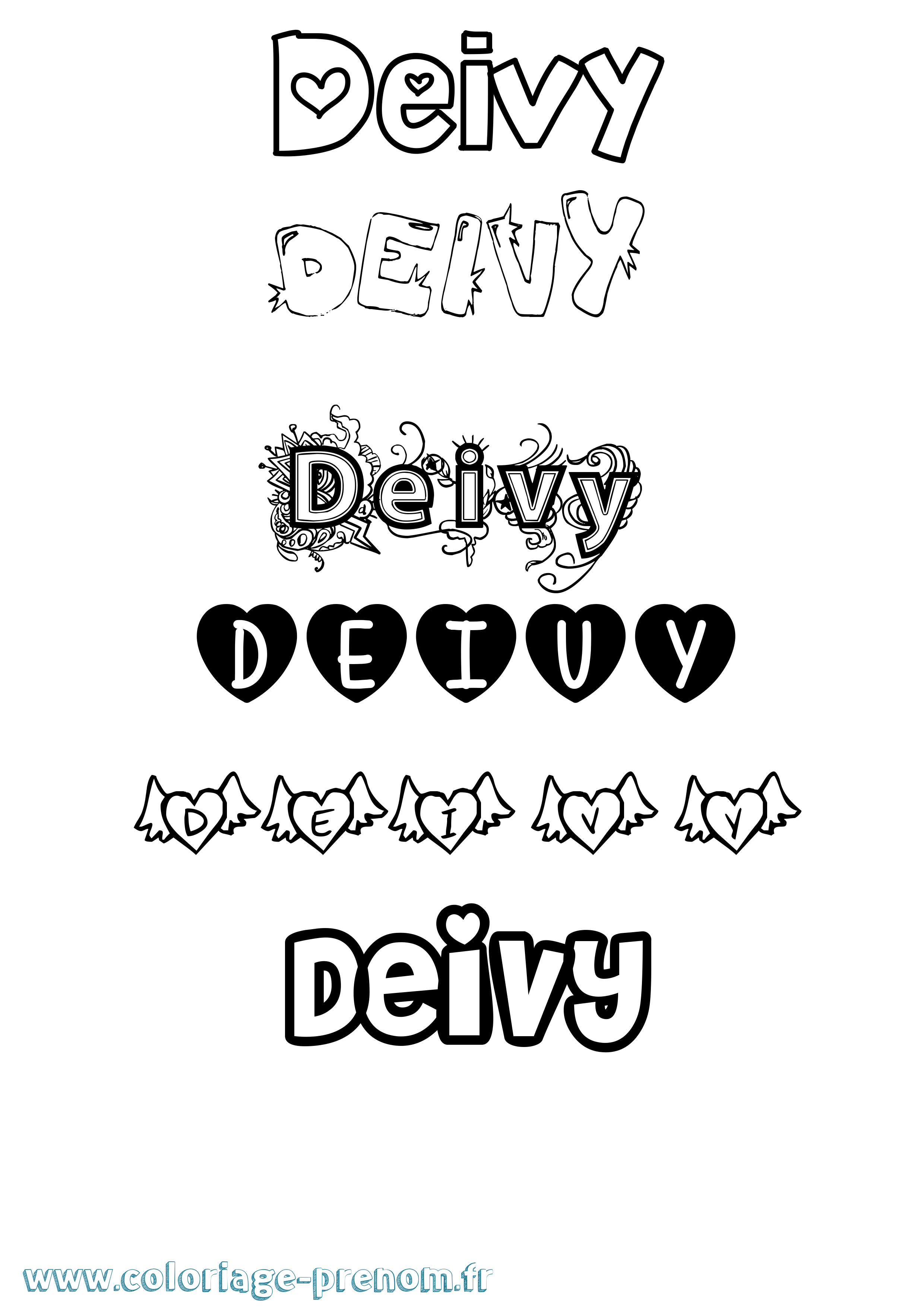 Coloriage Deivy Girly Coloriage prénom Deivy Girly