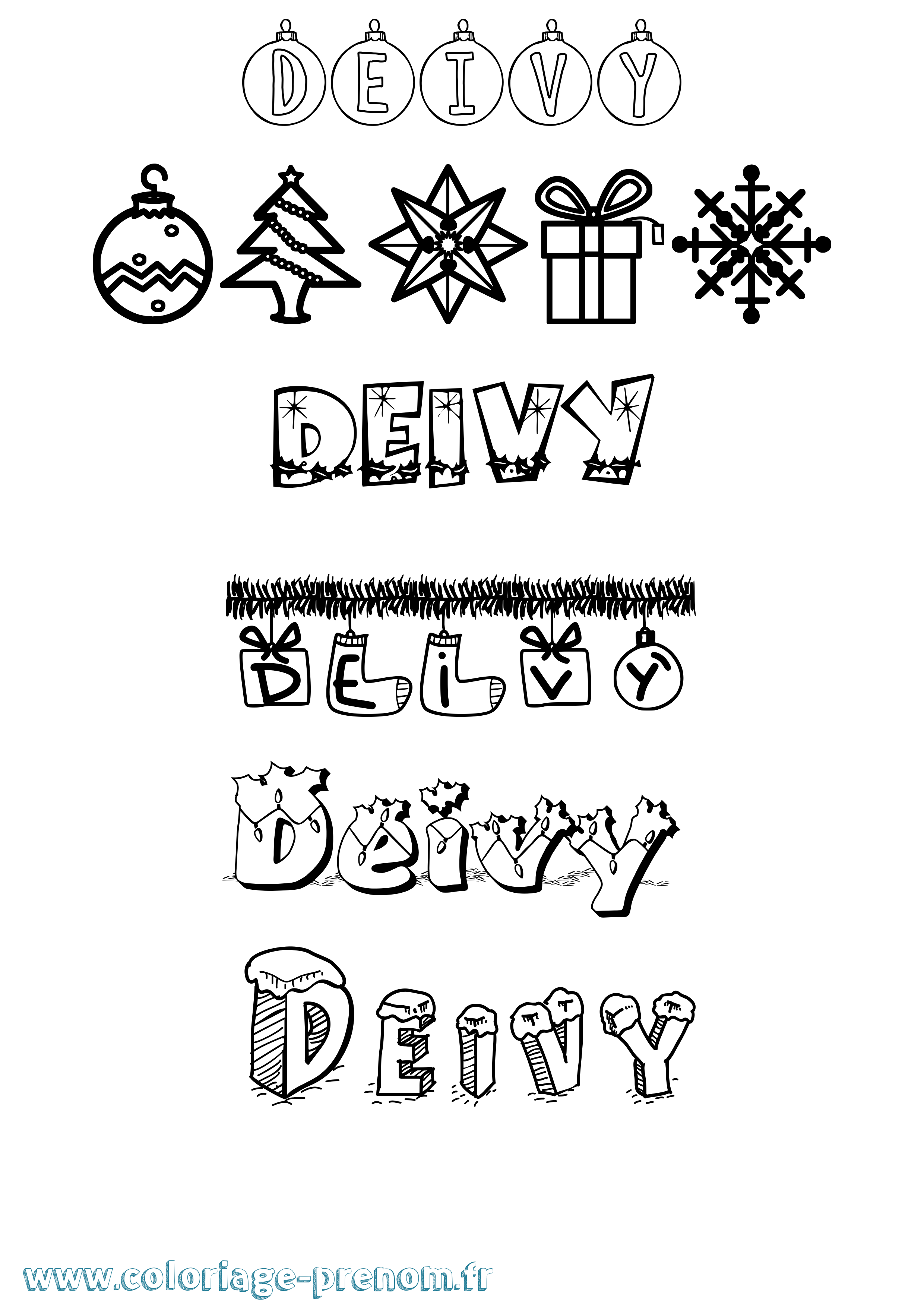 Coloriage Deivy Noël Coloriage prénom Deivy Noël