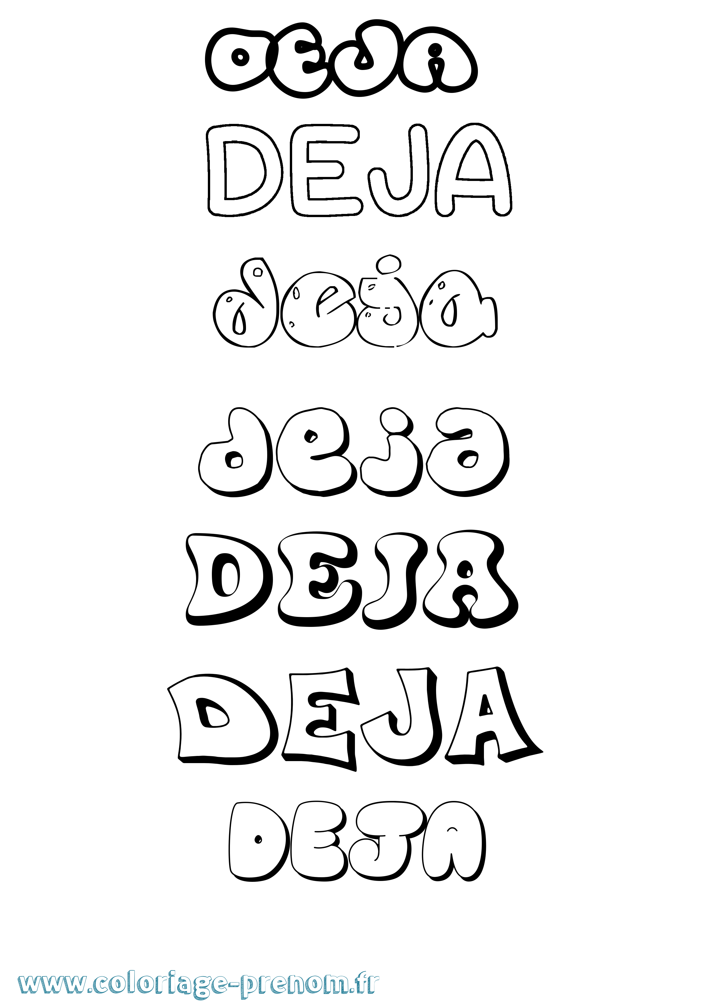 Coloriage Deja Bubble Coloriage prénom Deja Bubble