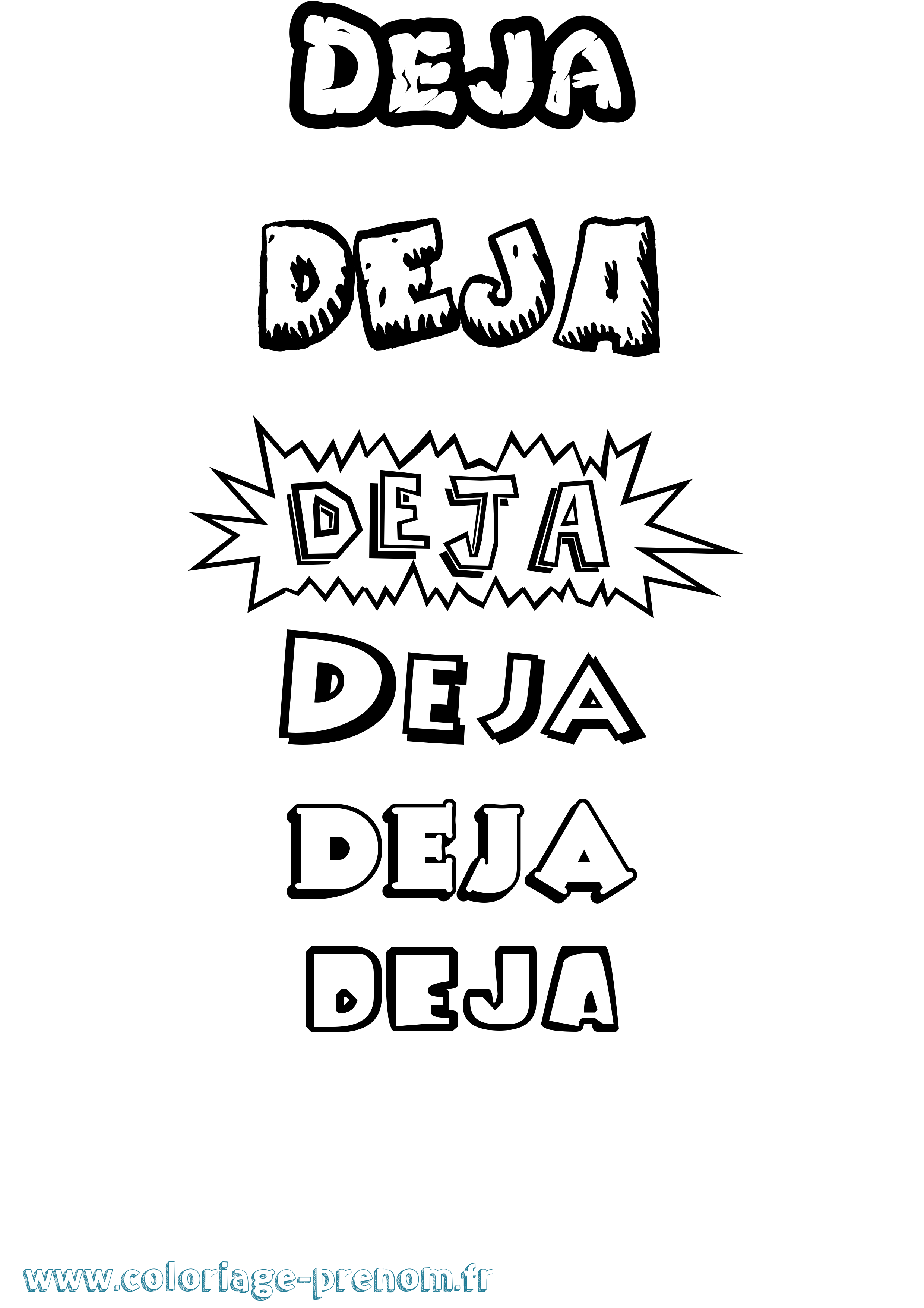Coloriage Deja Dessin Animé Coloriage prénom Deja Dessin Animé