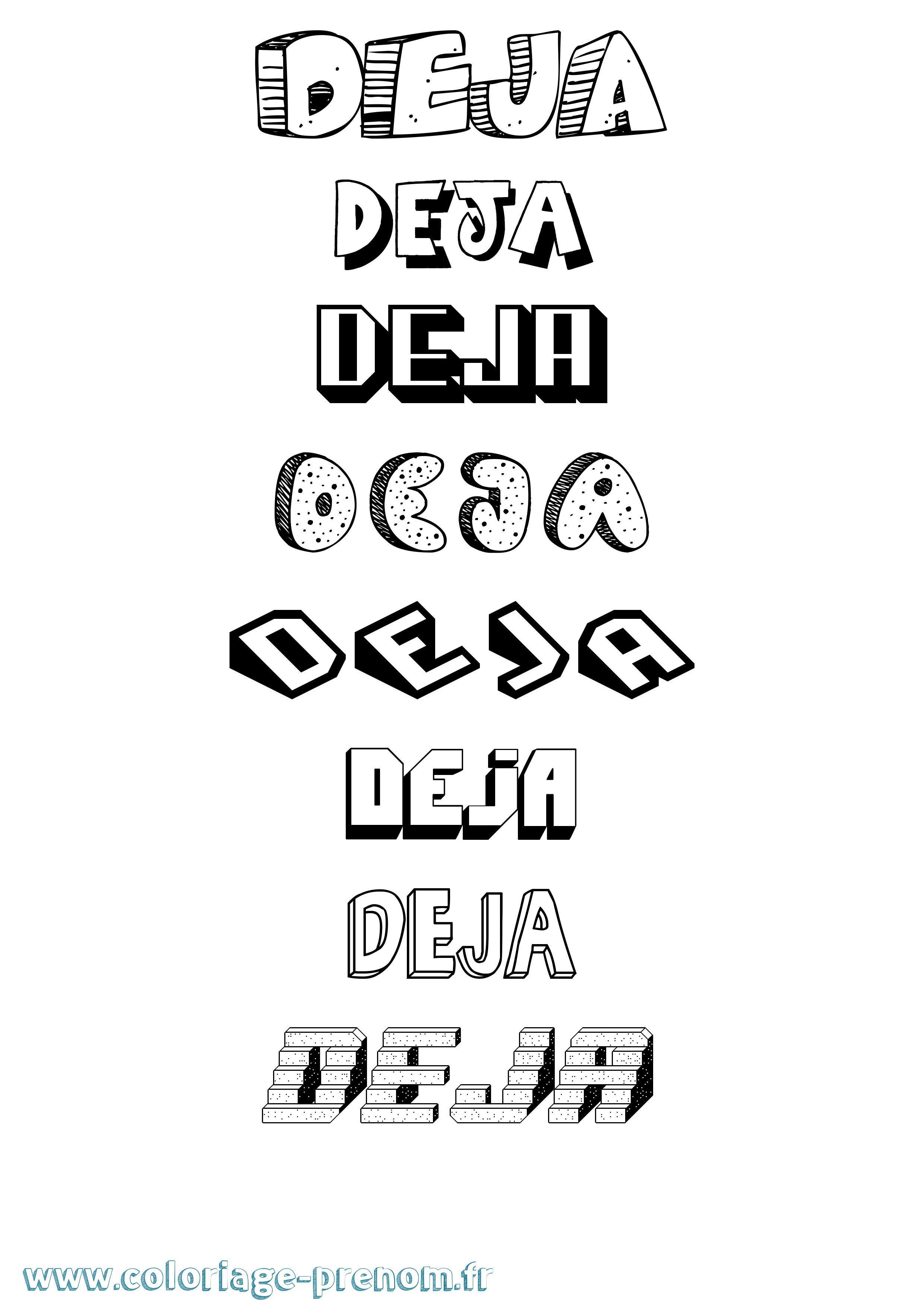 Coloriage Deja Effet 3D Coloriage prénom Deja Effet 3D