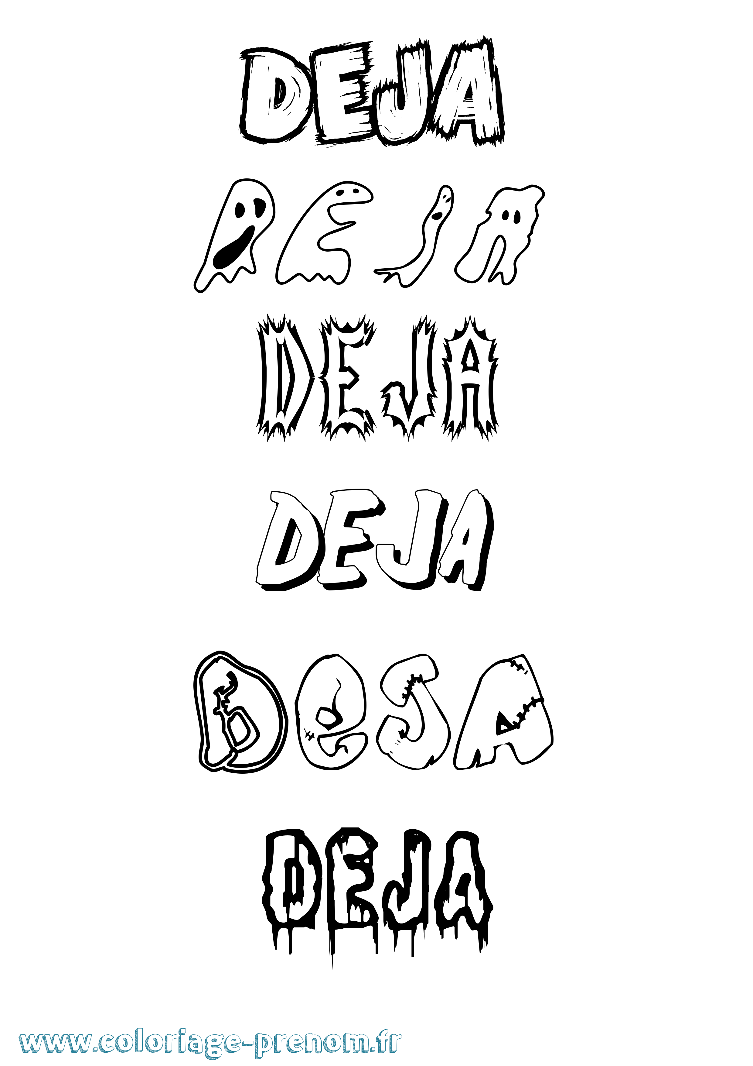 Coloriage Deja Frisson Coloriage prénom Deja Frisson