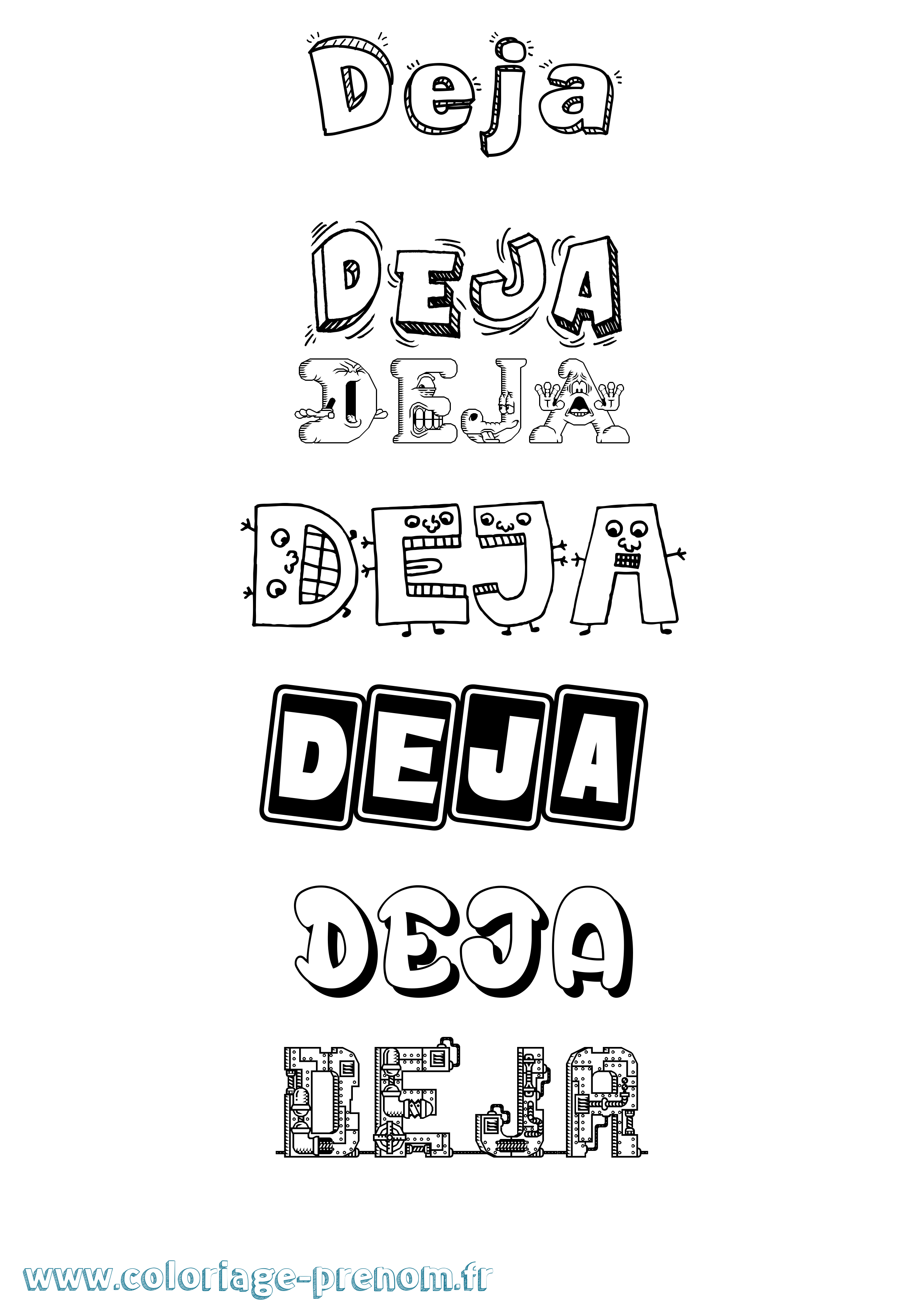 Coloriage Deja Fun Coloriage prénom Deja Fun