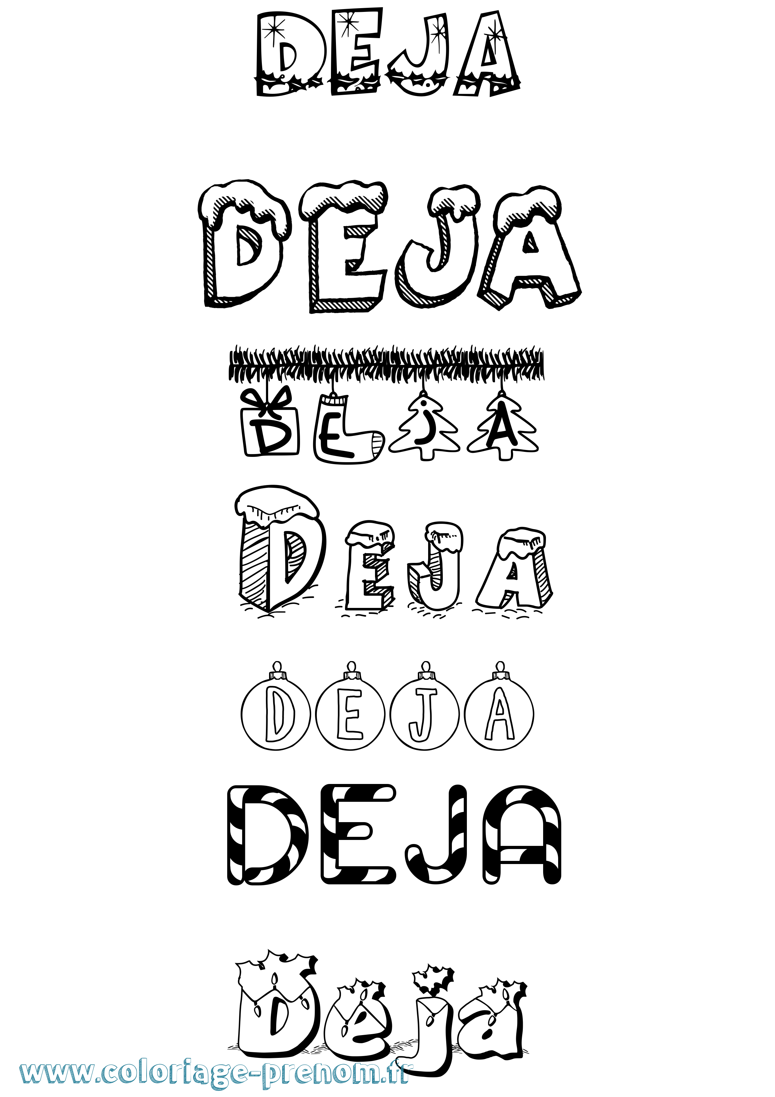 Coloriage Deja Noël Coloriage prénom Deja Noël
