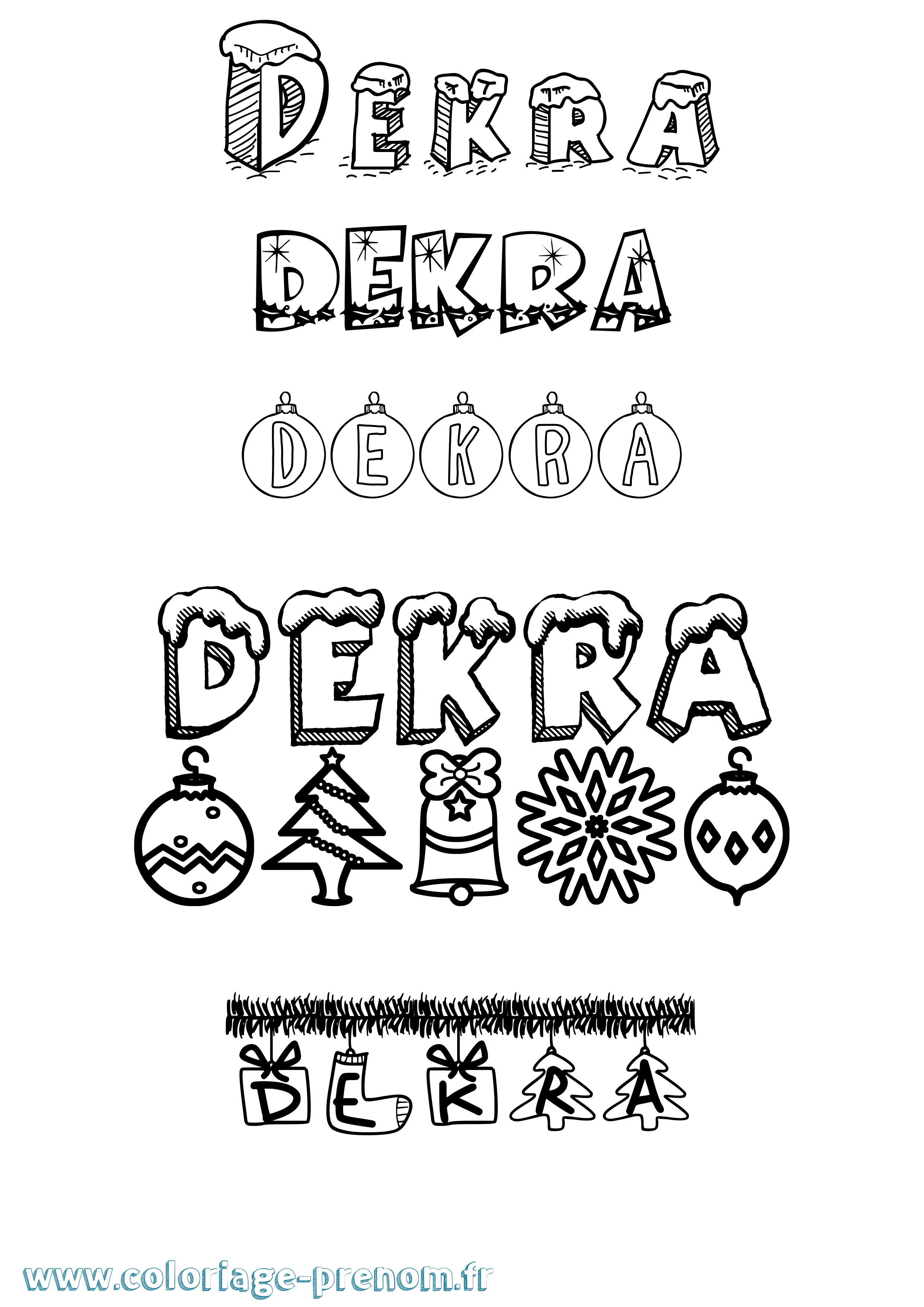 Coloriage Dekra Noël Coloriage prénom Dekra Noël