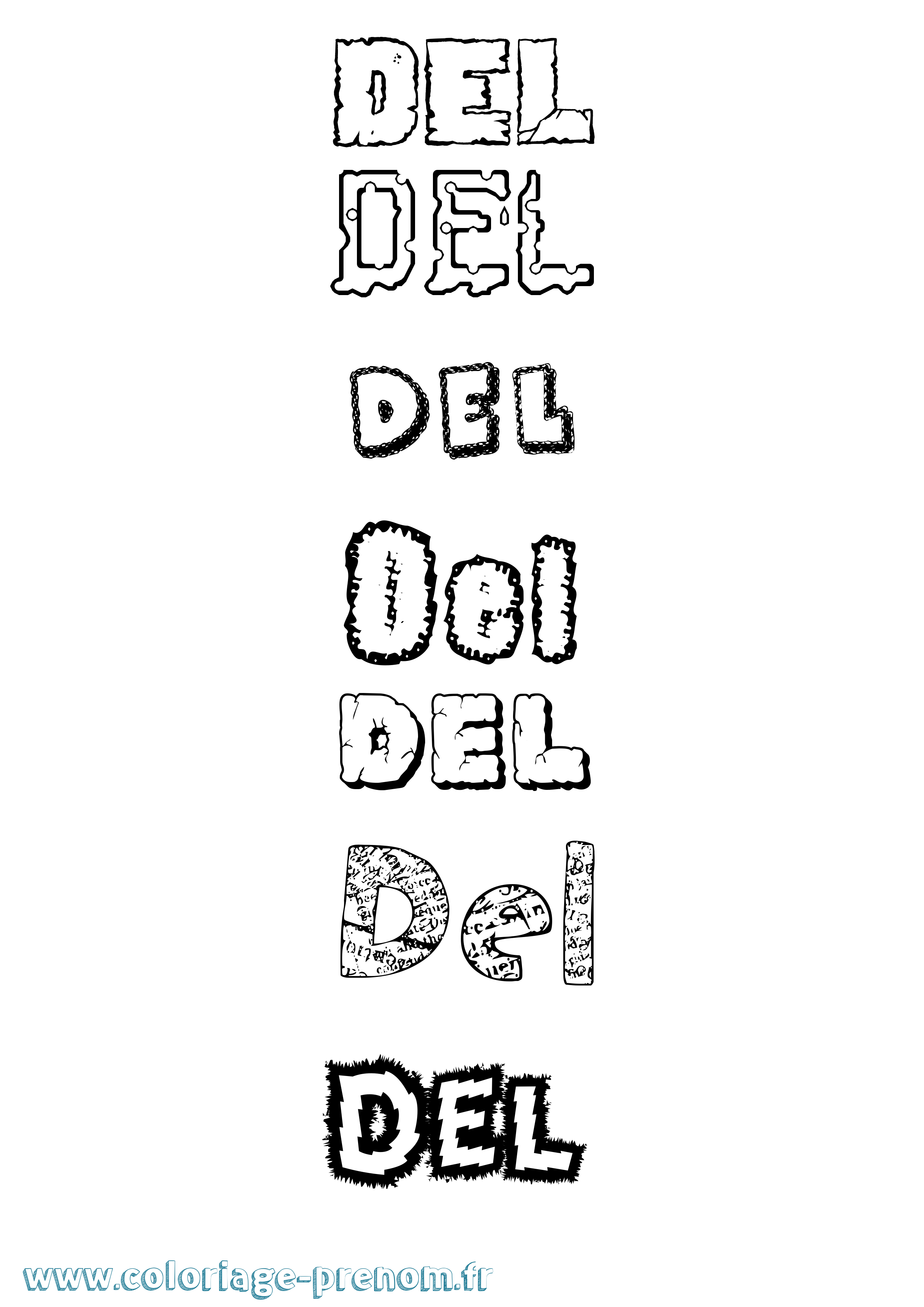 Coloriage Del Destructuré Coloriage prénom Del Destructuré