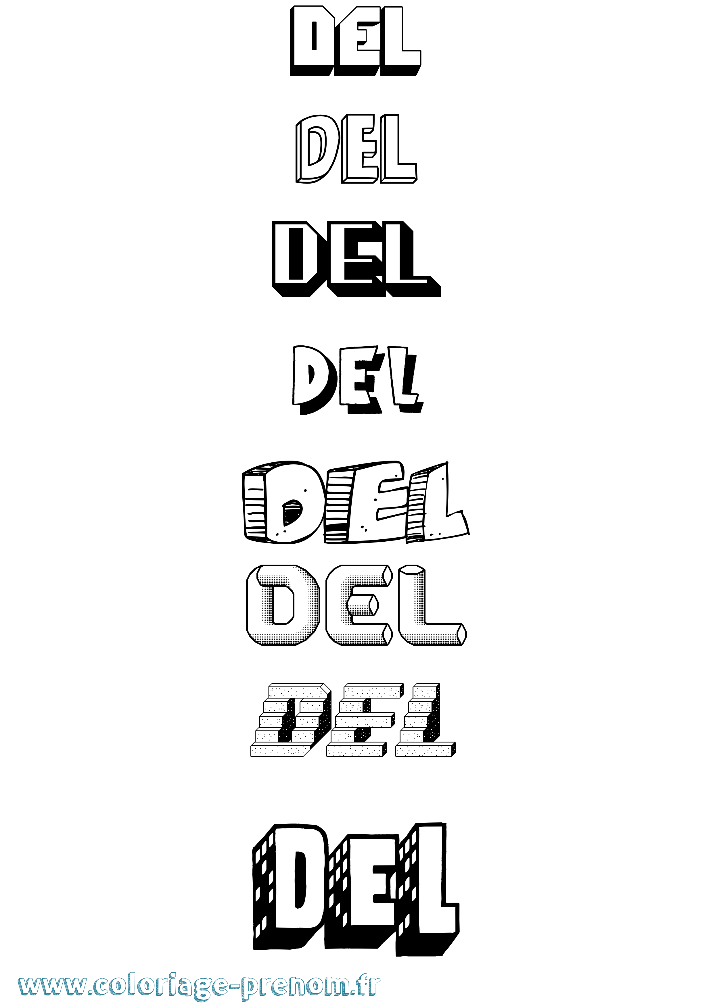 Coloriage Del Effet 3D Coloriage prénom Del Effet 3D