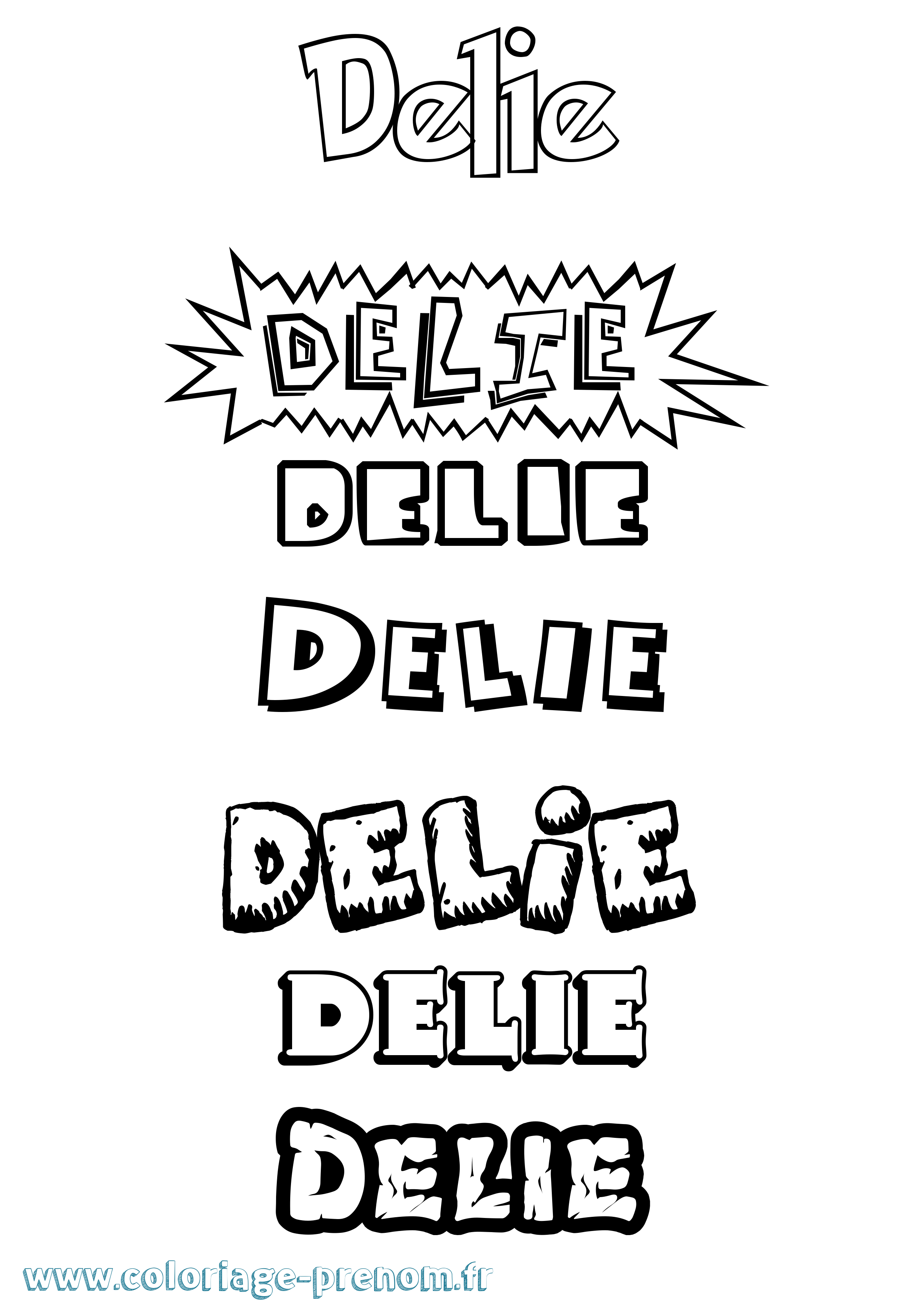Coloriage Delie Dessin Animé Coloriage prénom Delie Dessin Animé