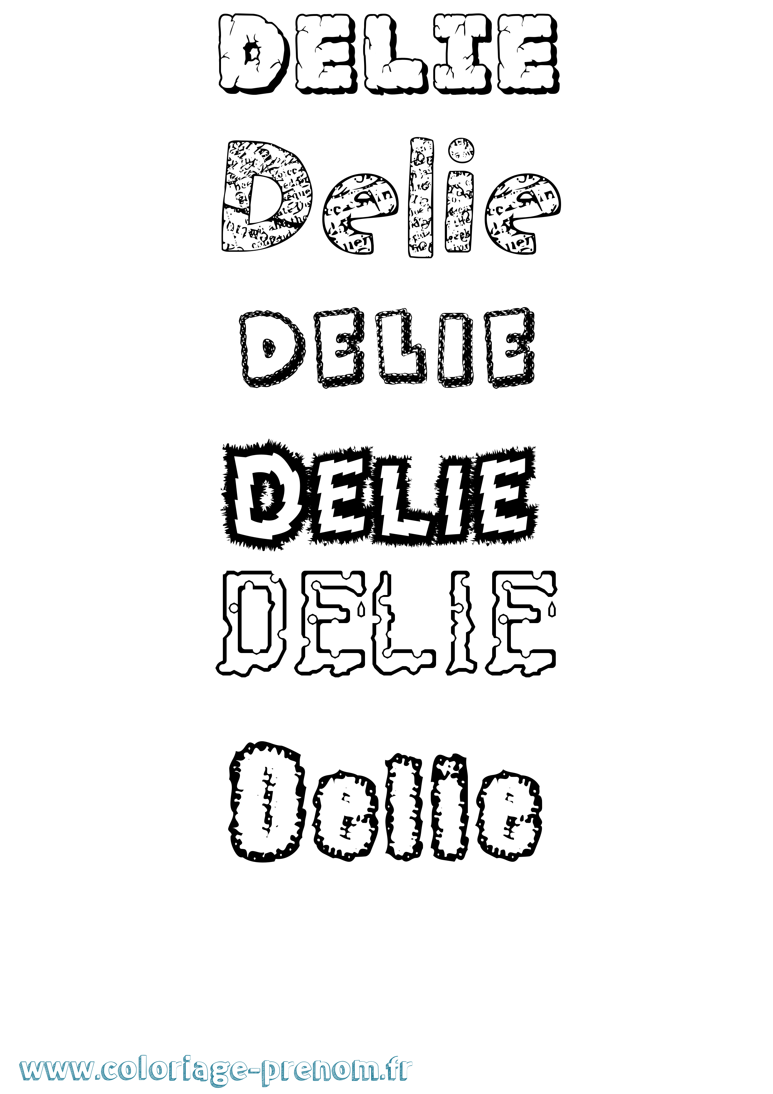 Coloriage Delie Destructuré Coloriage prénom Delie Destructuré