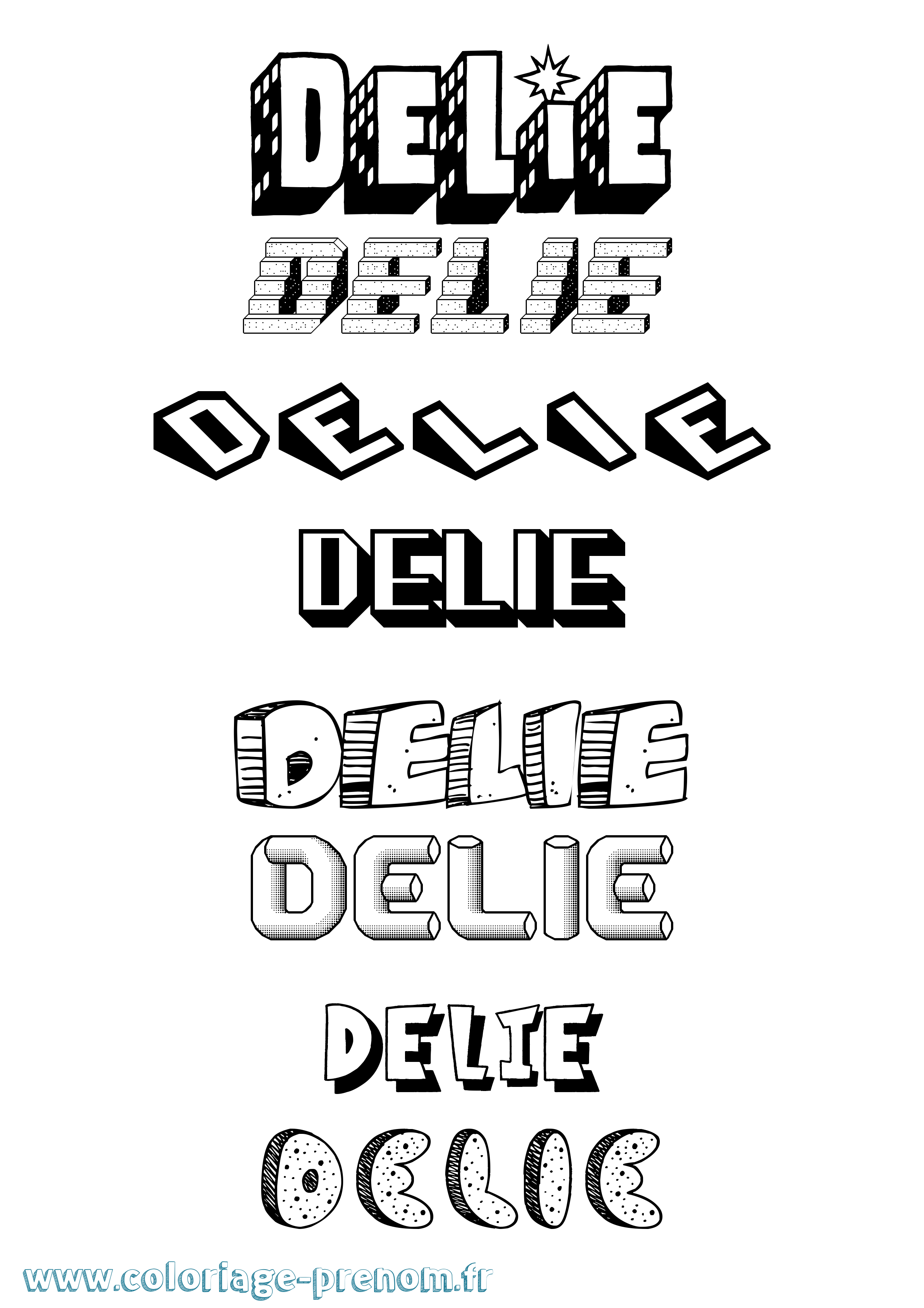 Coloriage Delie Effet 3D Coloriage prénom Delie Effet 3D