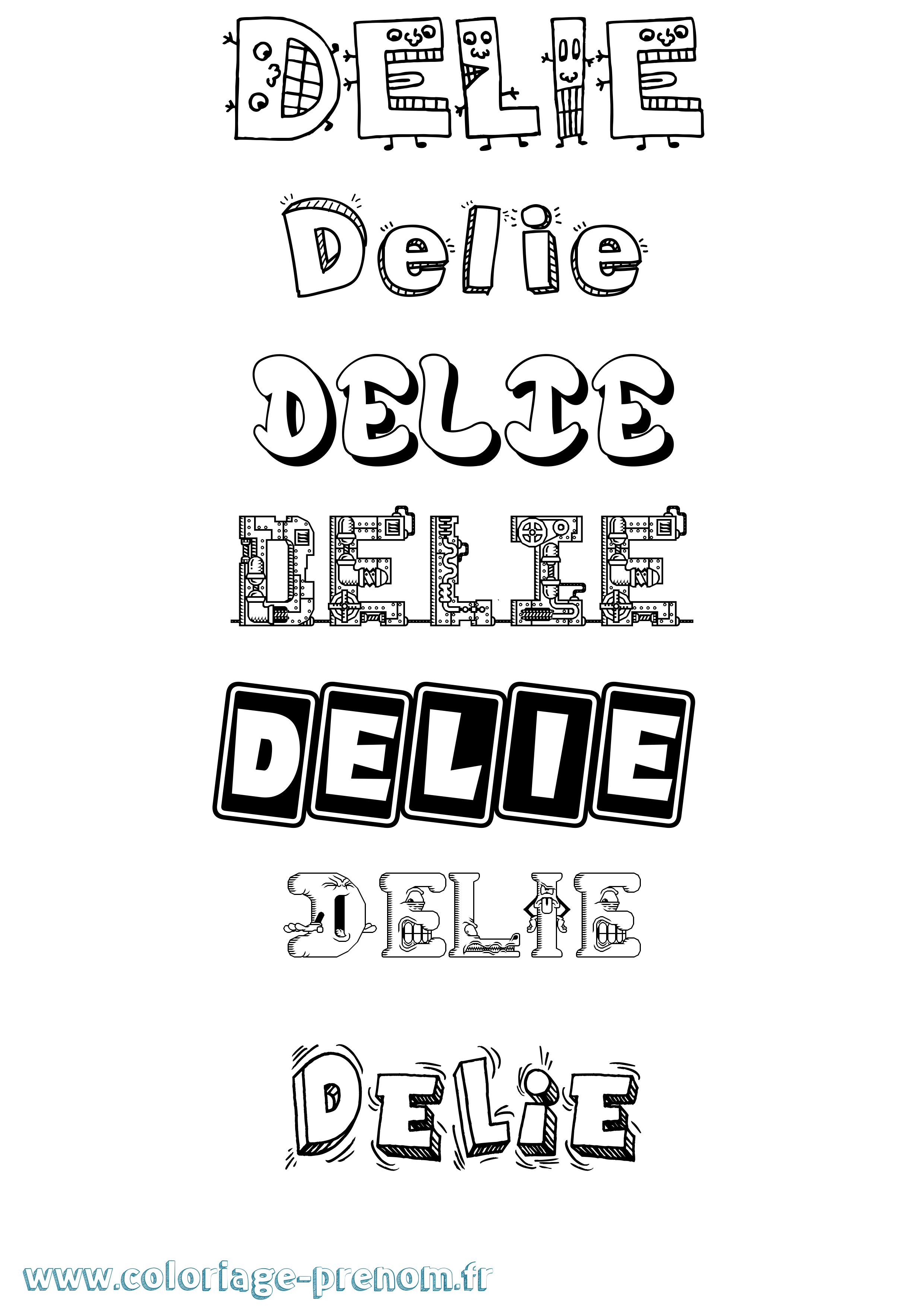 Coloriage Delie Fun Coloriage prénom Delie Fun