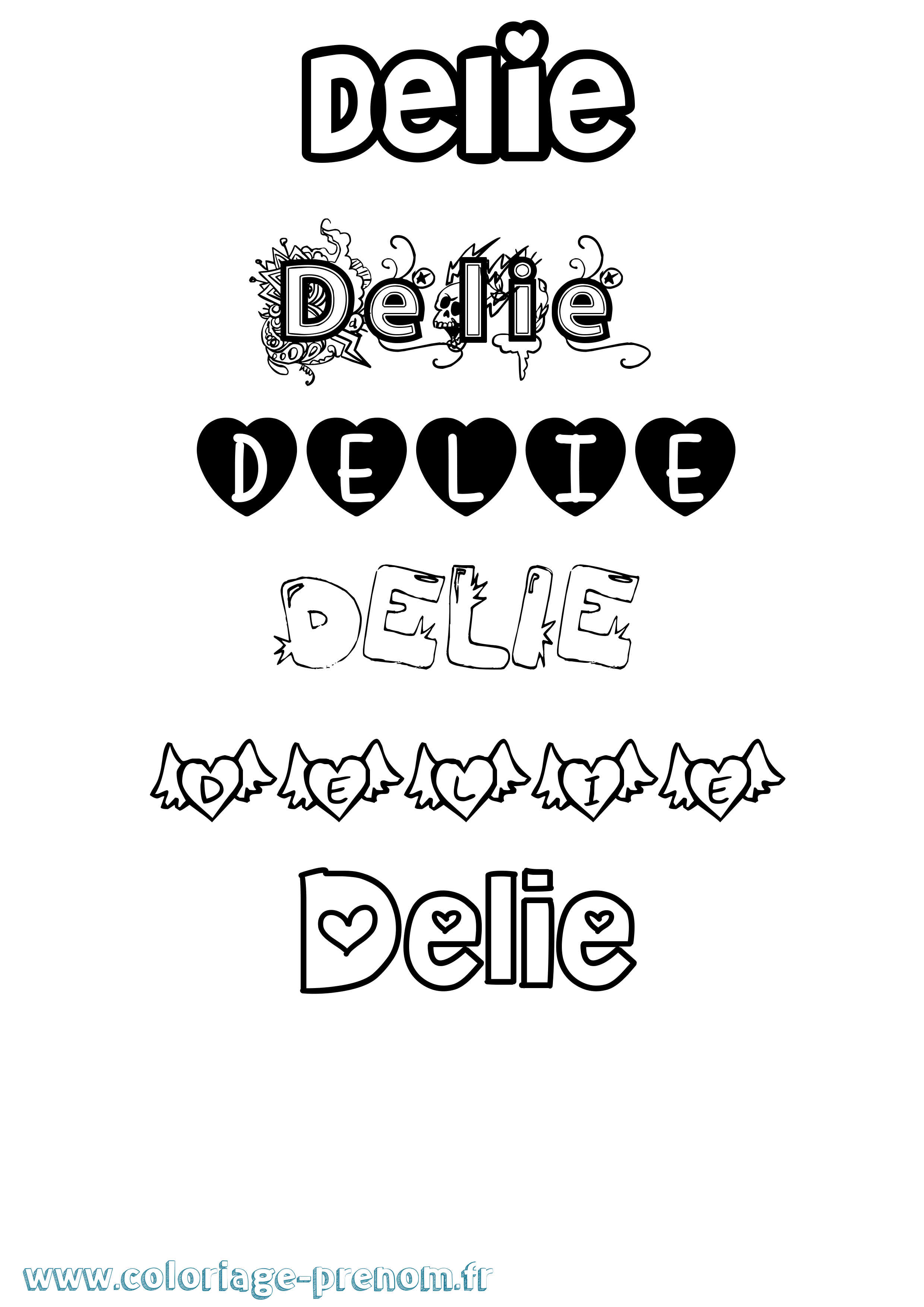 Coloriage Delie Girly Coloriage prénom Delie Girly