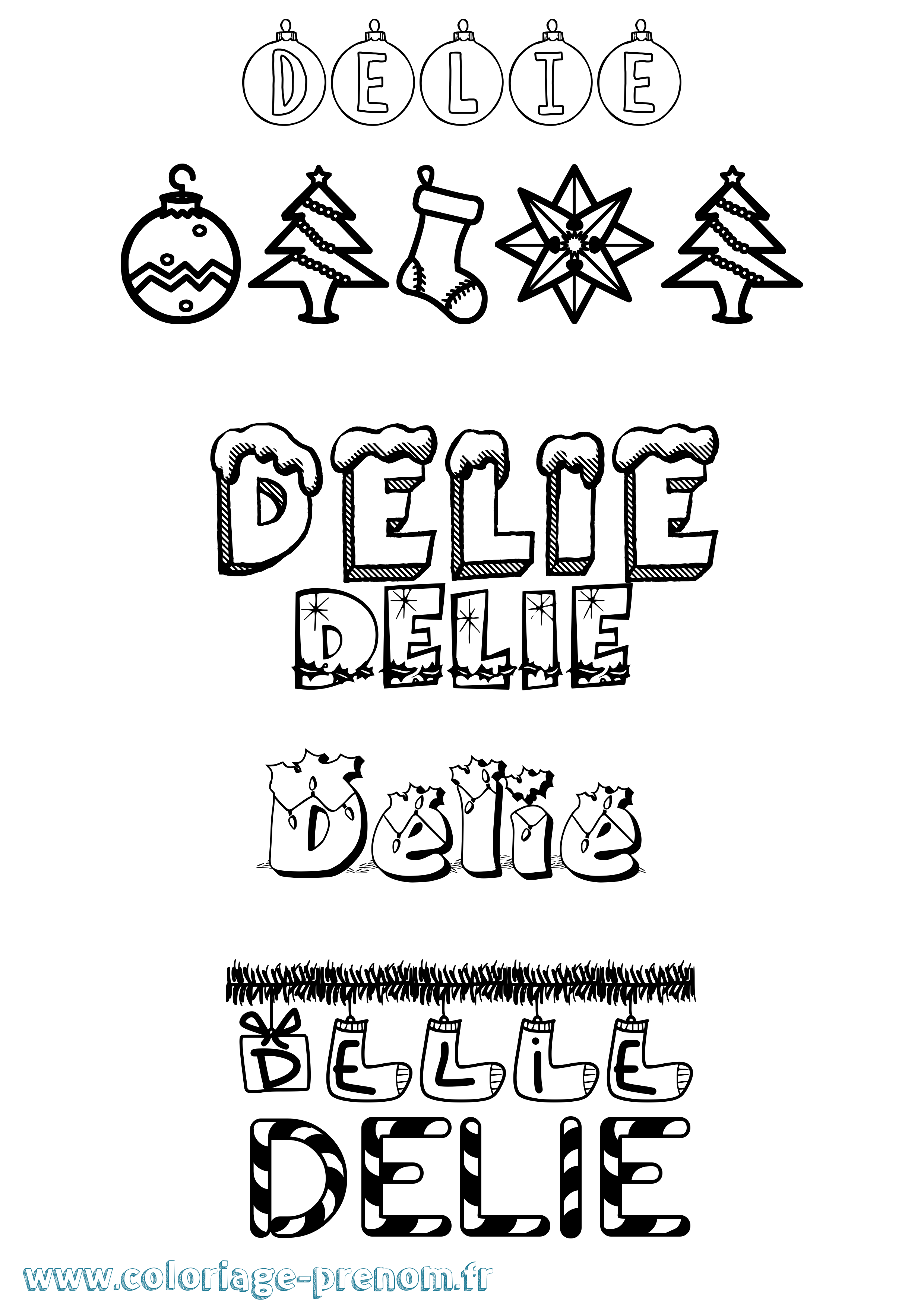 Coloriage Delie Noël Coloriage prénom Delie Noël