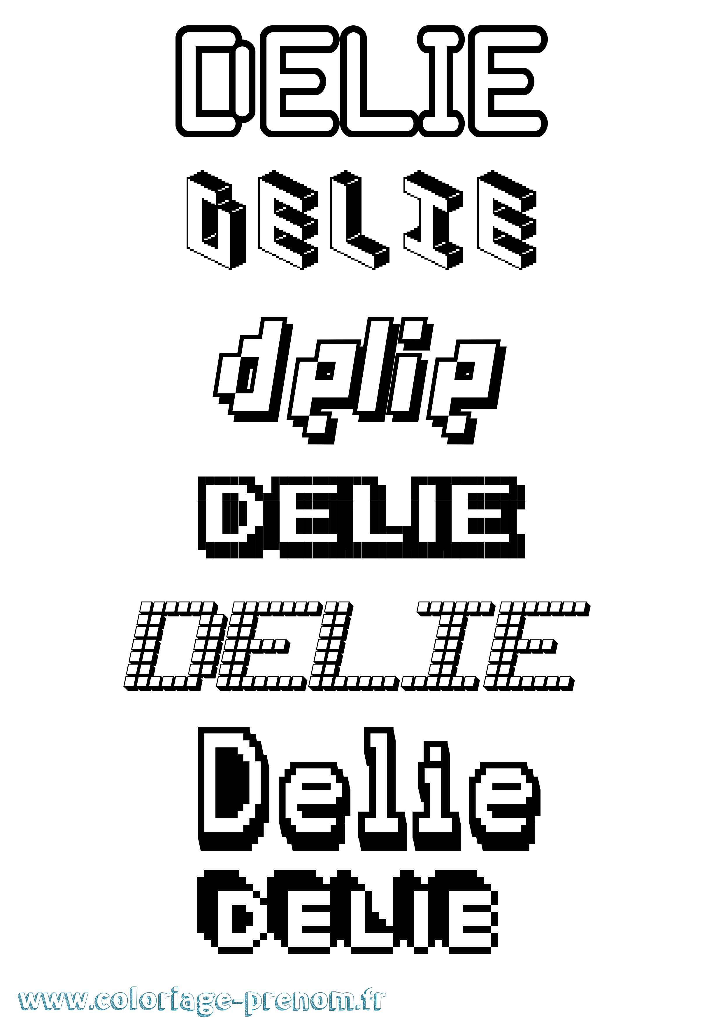 Coloriage Delie Pixel Coloriage prénom Delie Pixel