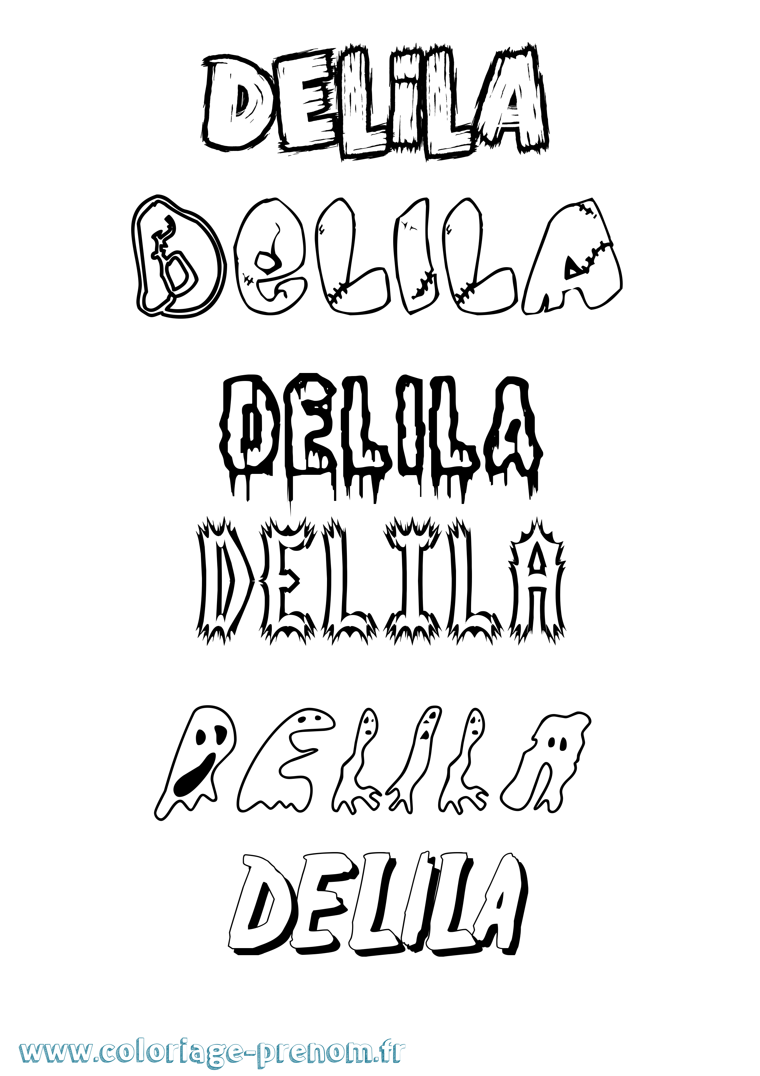 Coloriage Delila Frisson Coloriage prénom Delila Frisson