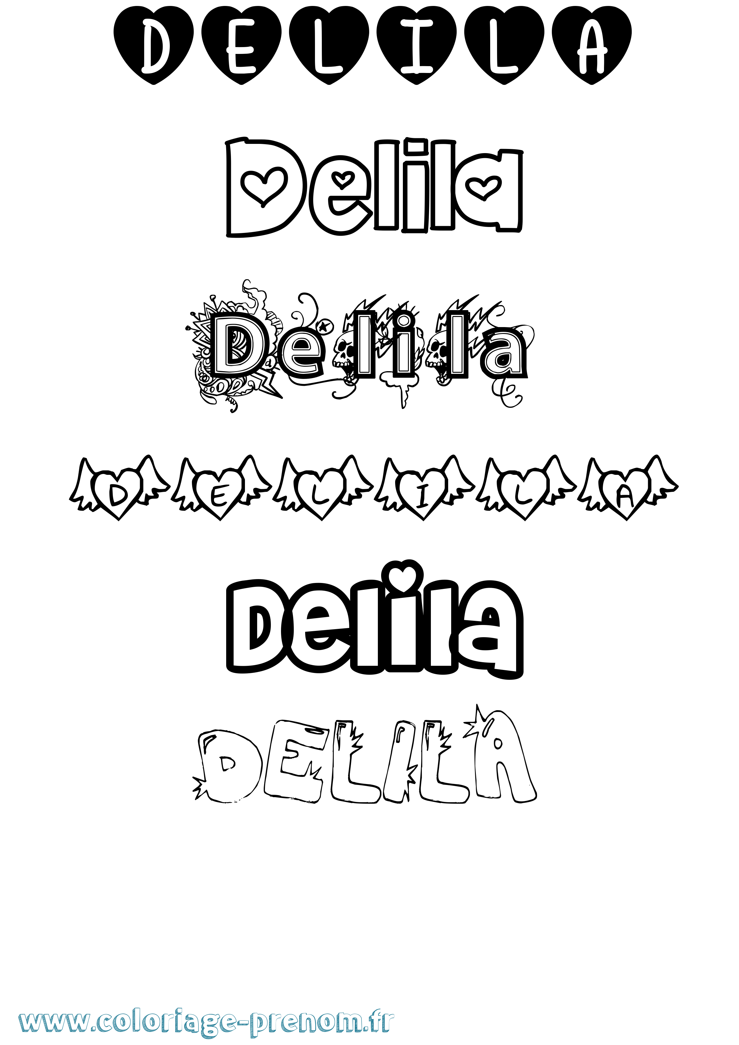 Coloriage Delila Girly Coloriage prénom Delila Girly
