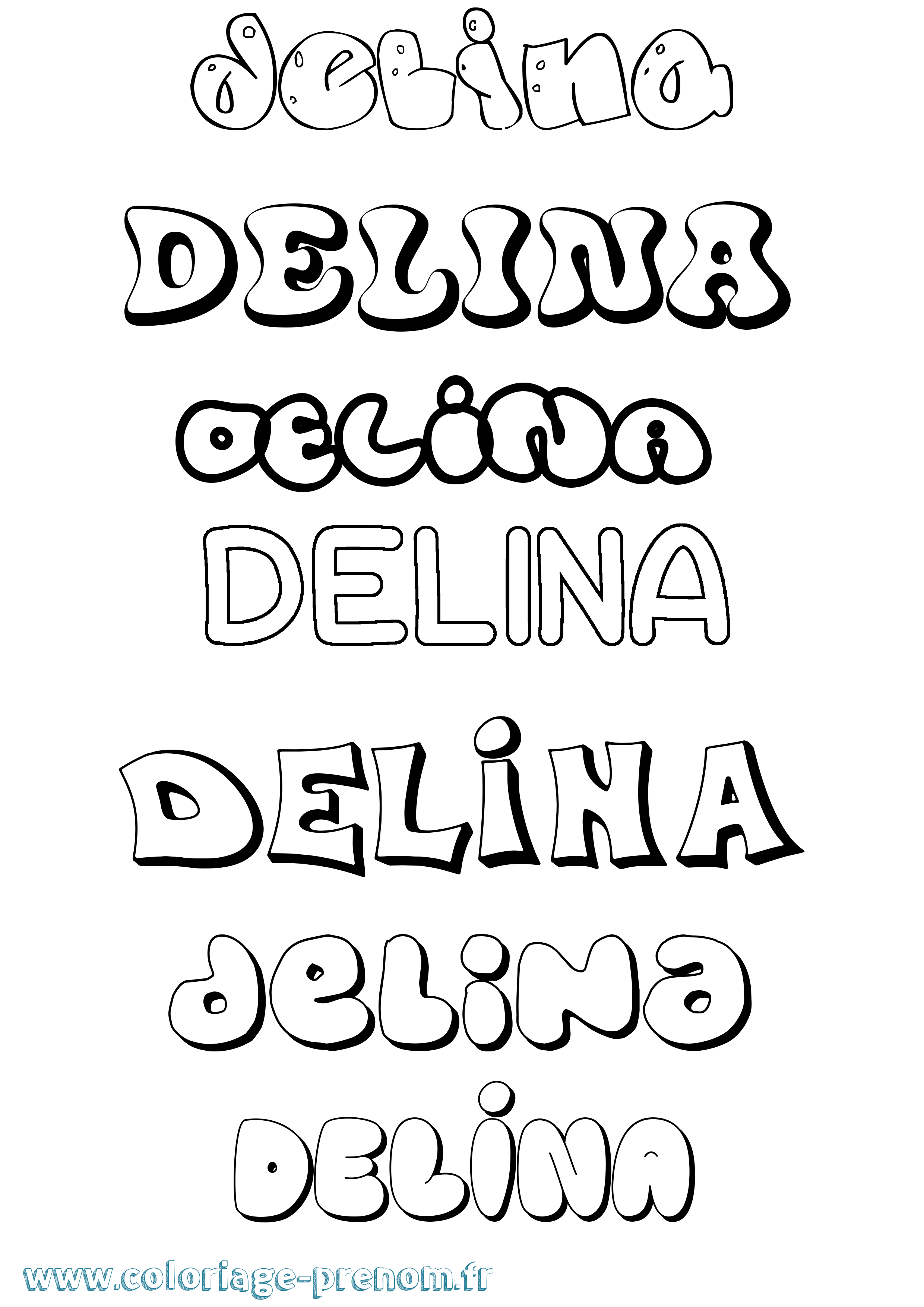 Coloriage Delina Bubble Coloriage prénom Delina Bubble